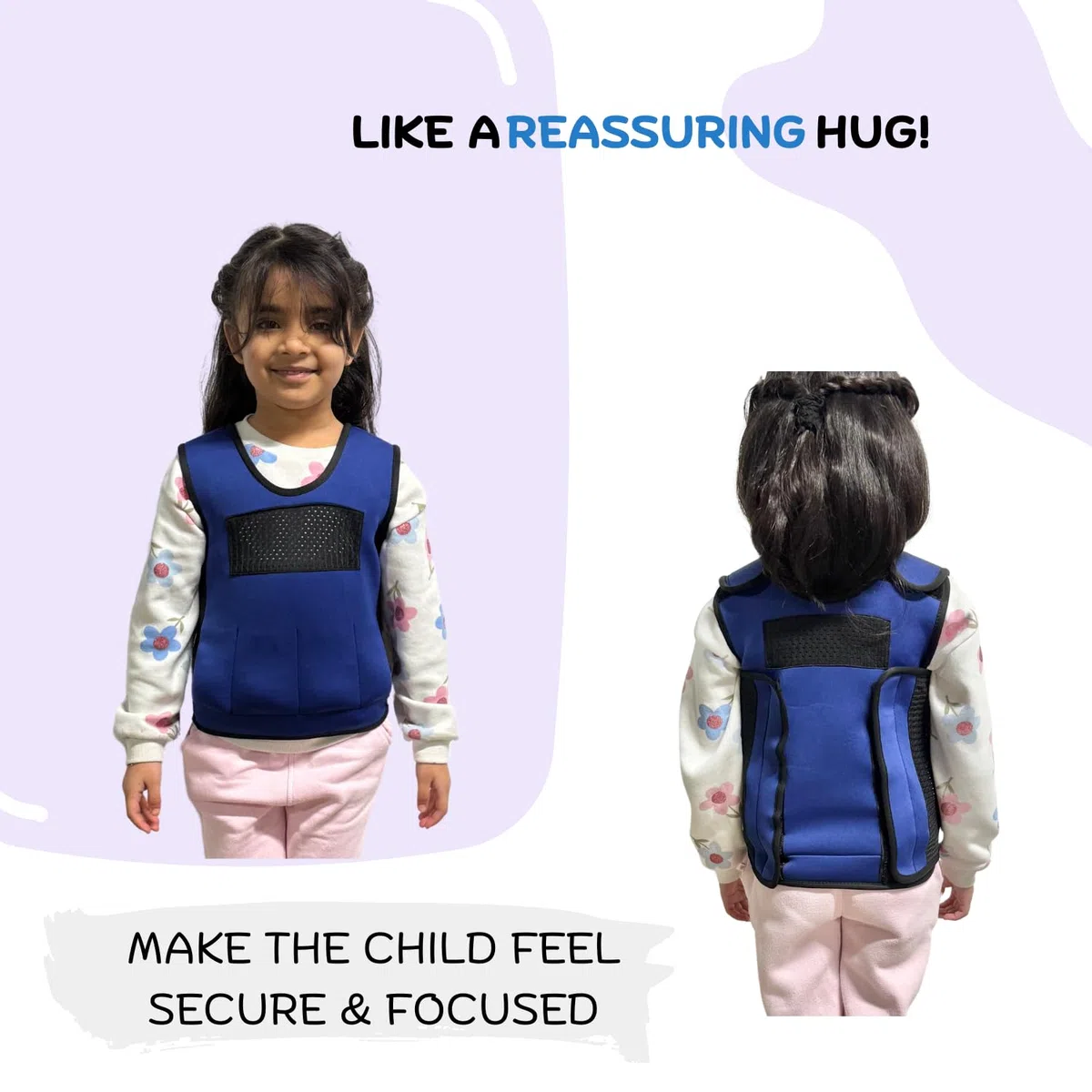 Sentire-Sensory UK – Gilet lesté réglable bleu – Gilet de compression – Pour enfants de 2 à 10 ans et plus