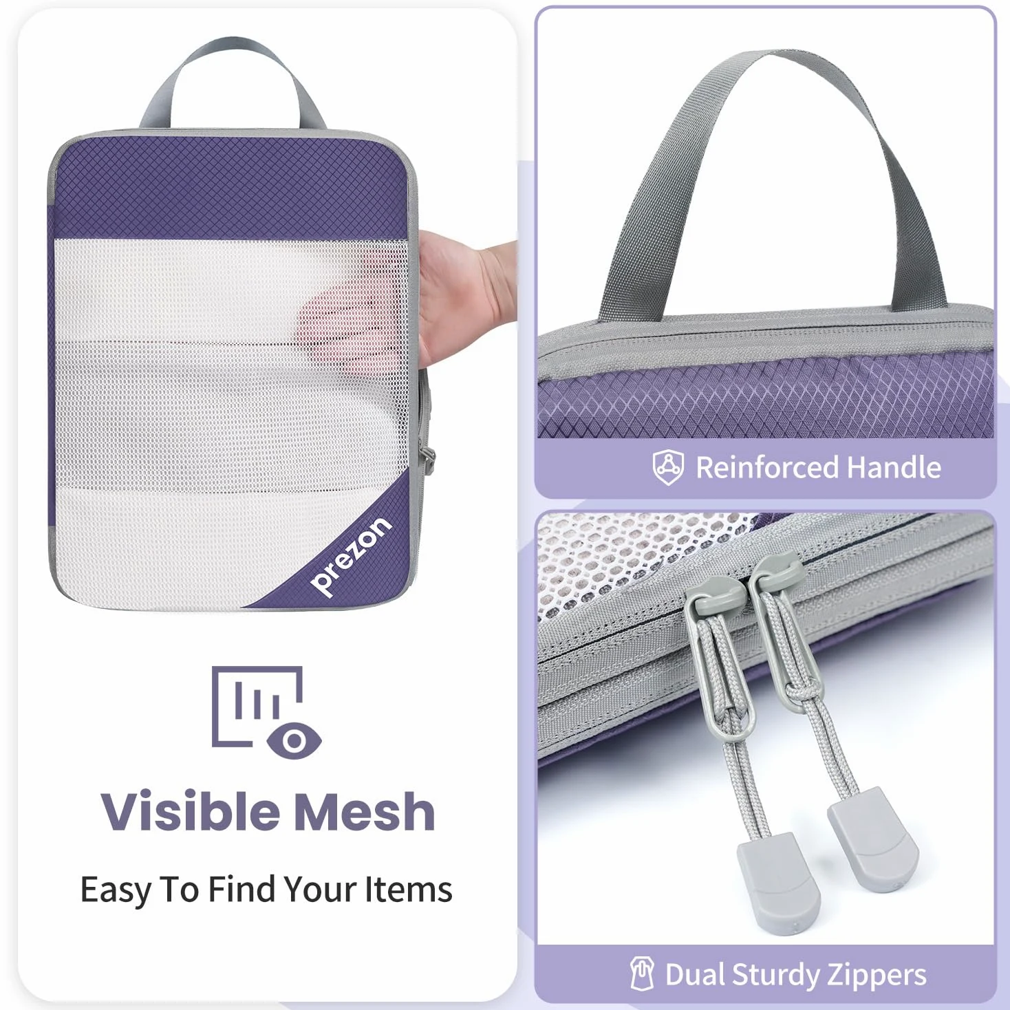 Versatile 6-Set Compression Hollow Packing Cubes, Conception en maille transparente, Peu encombrant et léger, Organiseur de bagages portable et durable, Indigo
