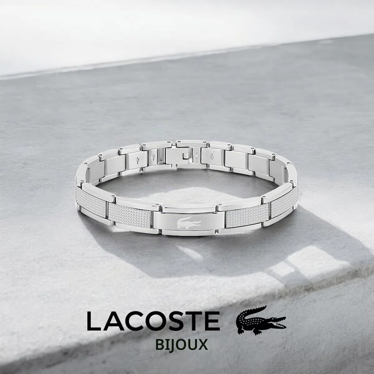 Lacoste Bracelet à maillons pour Homme Collection STENCIL en Acier inoxidable