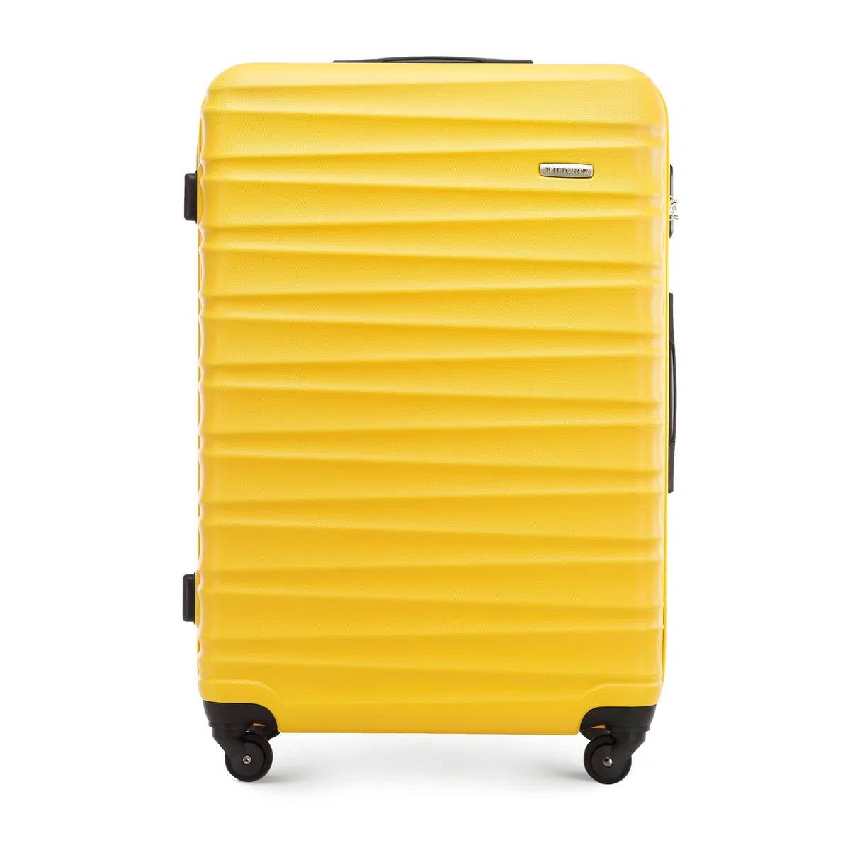 WITTCHEN Valise Grande Taille Valise de Voyage à roulettes Coque Rigide ABS 4 roulettes Spinner Serrure à Combinaison Poignée télescopique Groove Line Taille XL Jaune Air France/Easyjet/Ryanair