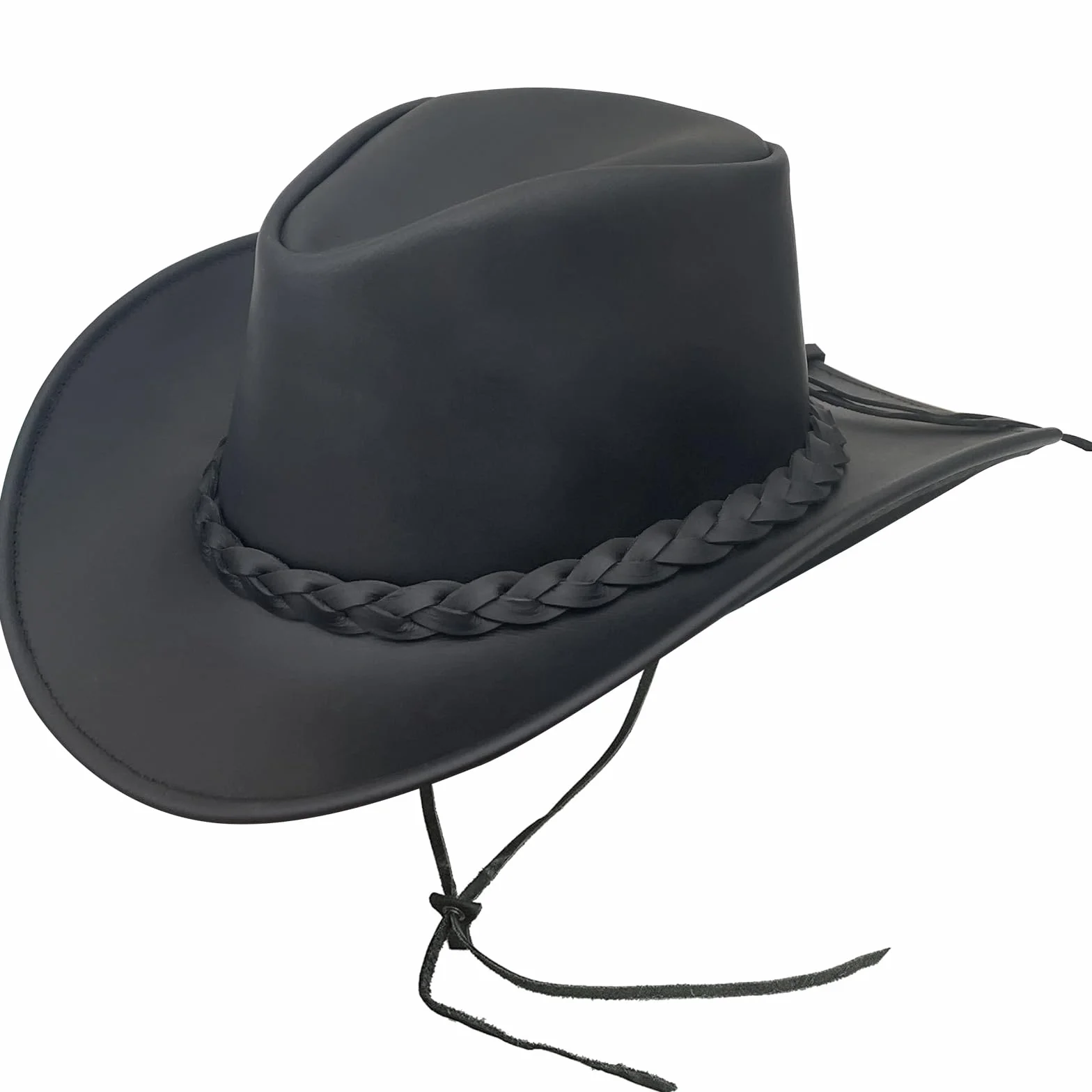 Pamposh Chapeau de Cowboy en Cuir pour Homme Fait à la Main à Large Bord Durable