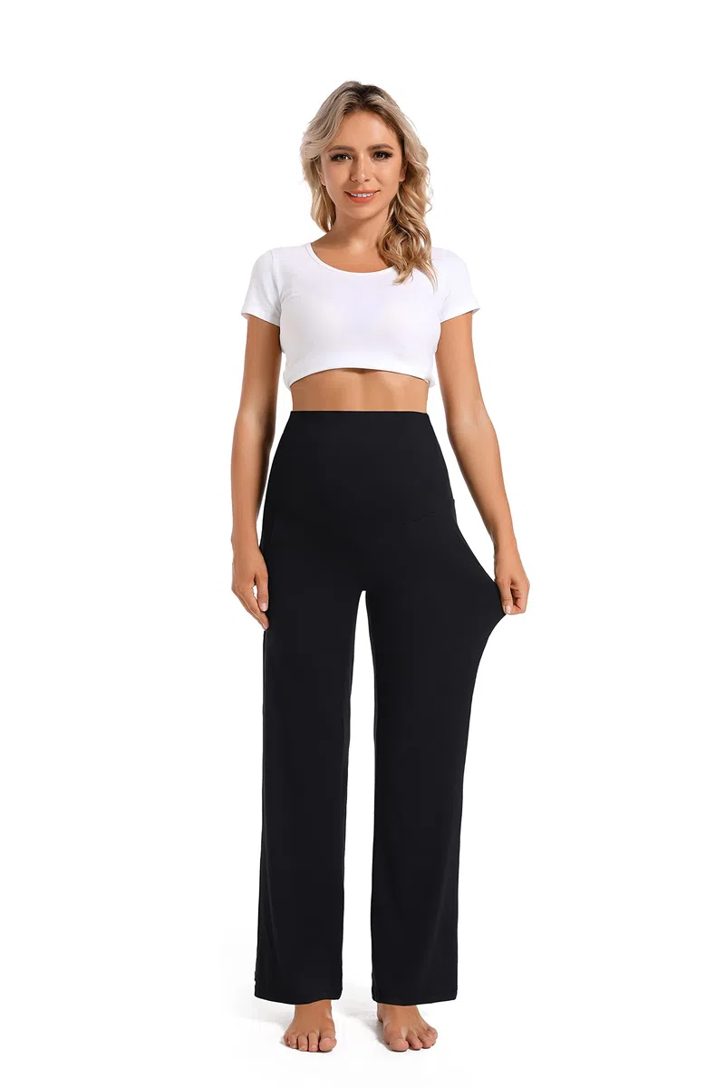 Foucome Pantalon de maternité décontracté ample et confortable avec poches pour femme