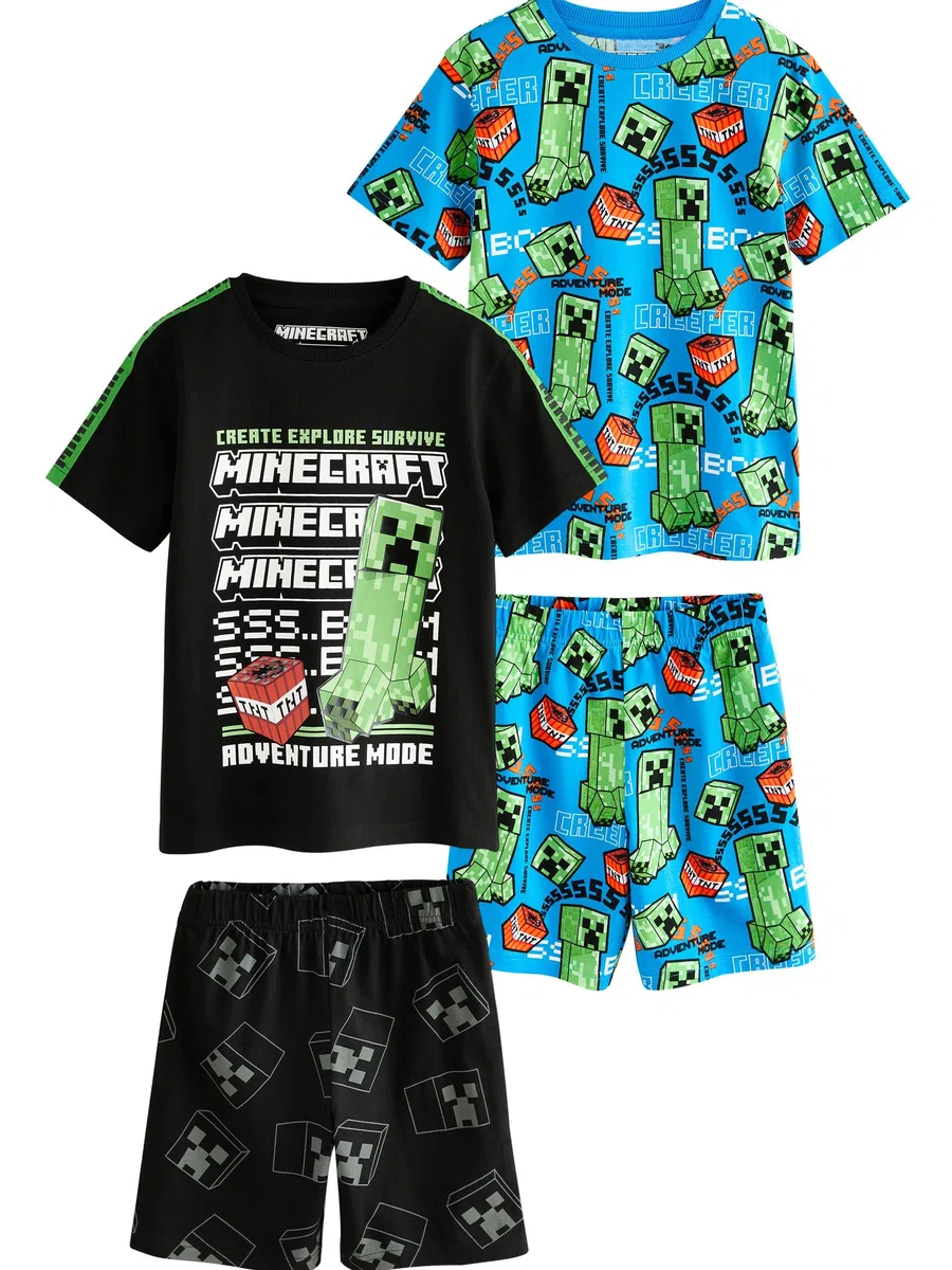 NEXT Garçon Pyjama Short Minecraft sous Licence, Lot de 2