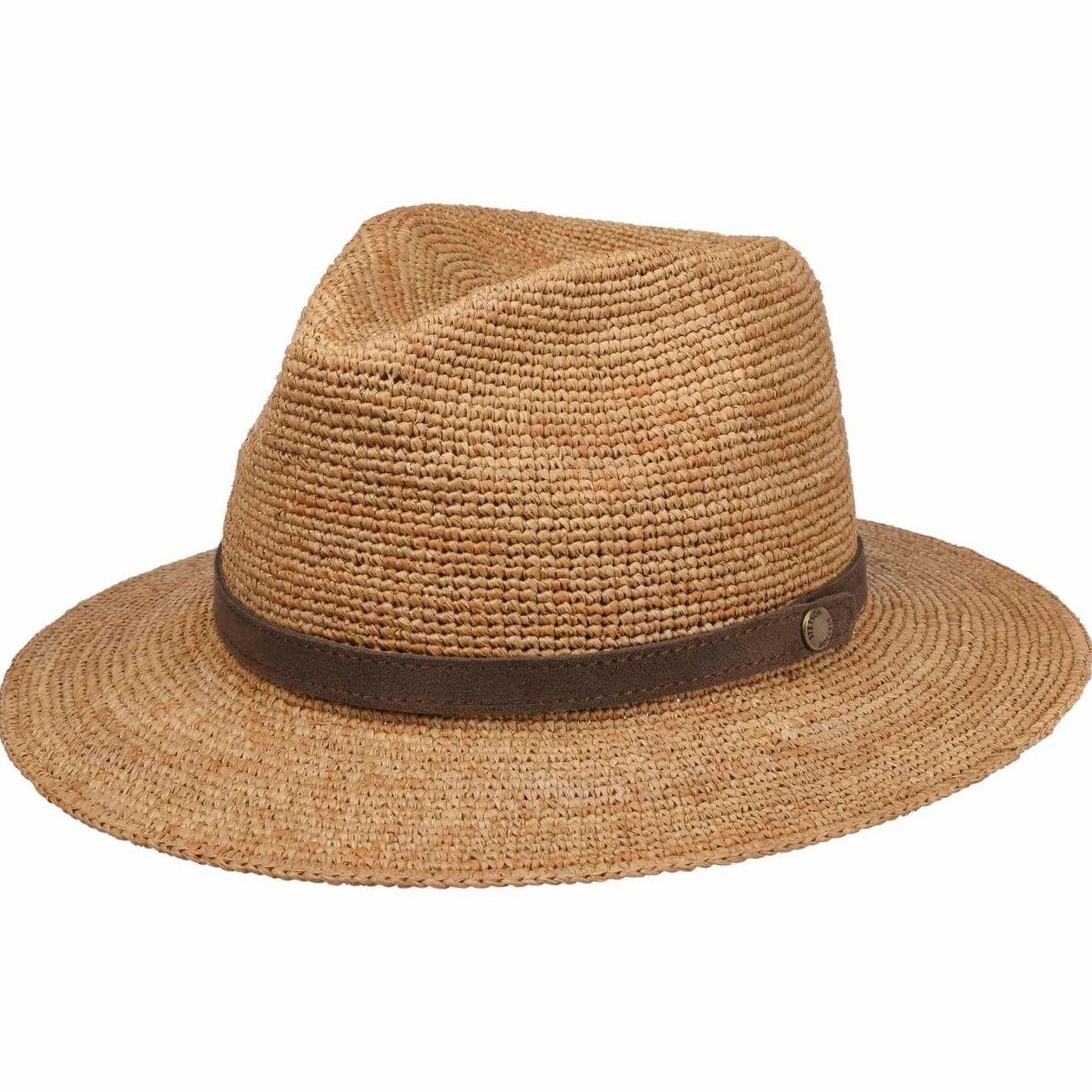 Stetson Chapeau en Paille Crochet Rollable Femme/Homme - Made in France D'Ete de Raphia Soleil avec Bandeau Cuir, Cuir Printemps-ete Printemps Ete