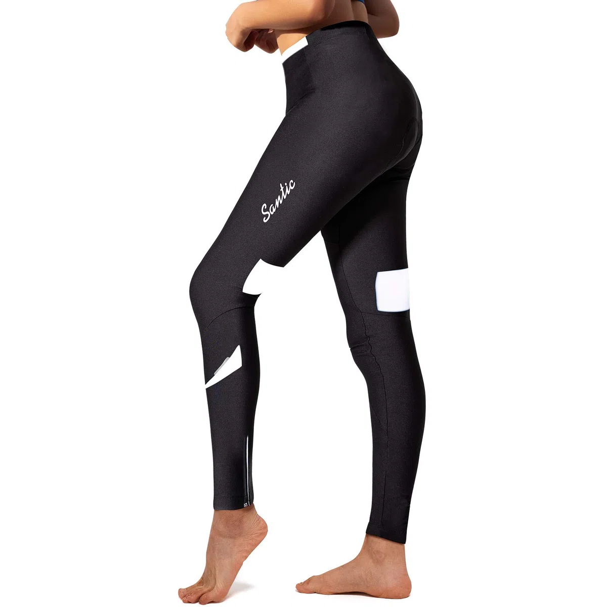 Santic Pantalon Cycliste Femme Hiver Longues Pantalon Velo Pantalon Cyclisme Rembourré Polaire Fleece Leggings de Vélo Collants de Cyclisme VTT Respirant