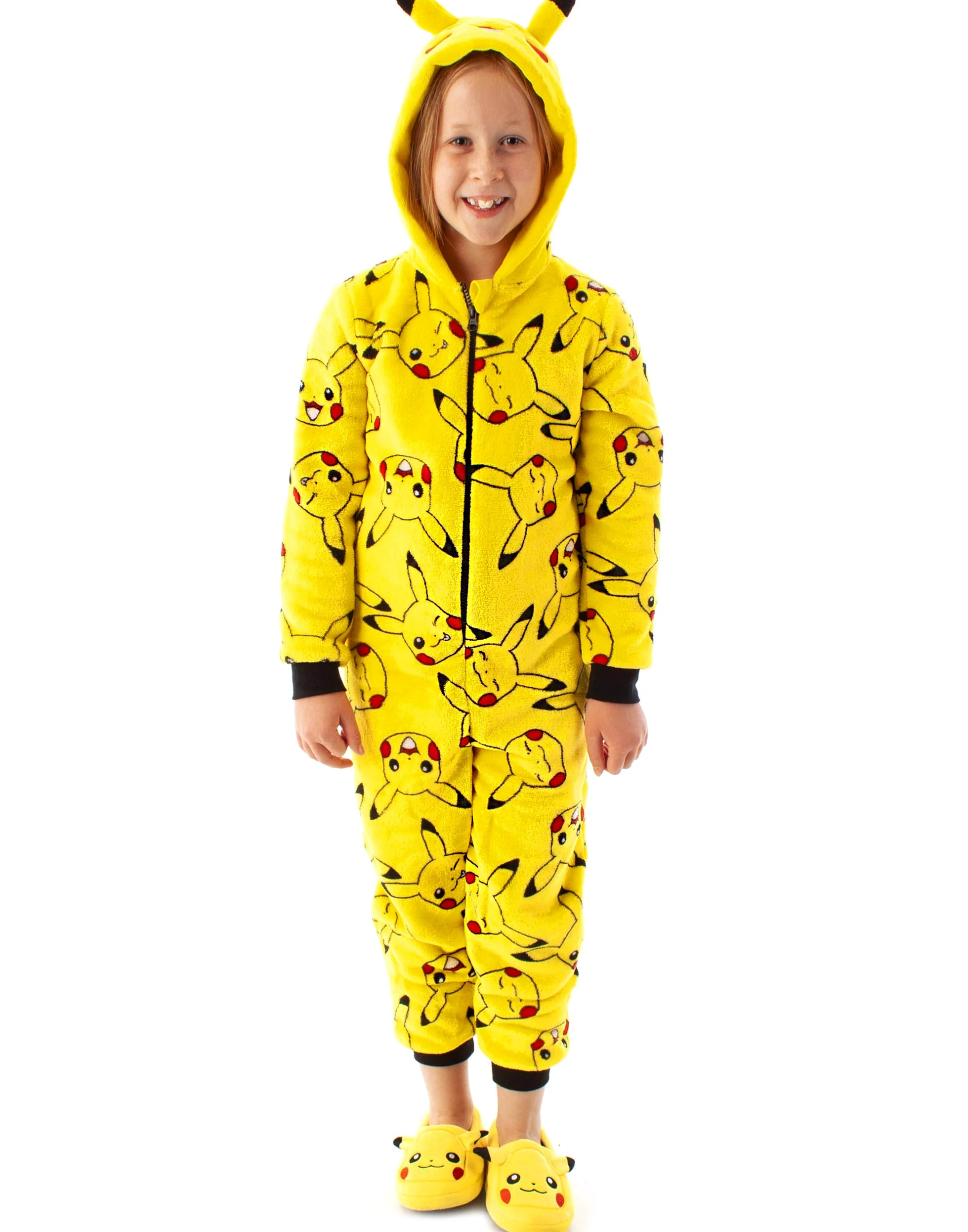 Pokémon Onesie Boys Pikachu Yellow Yellow Ears 3D Enfants Tout en Un Pyjamas PJS