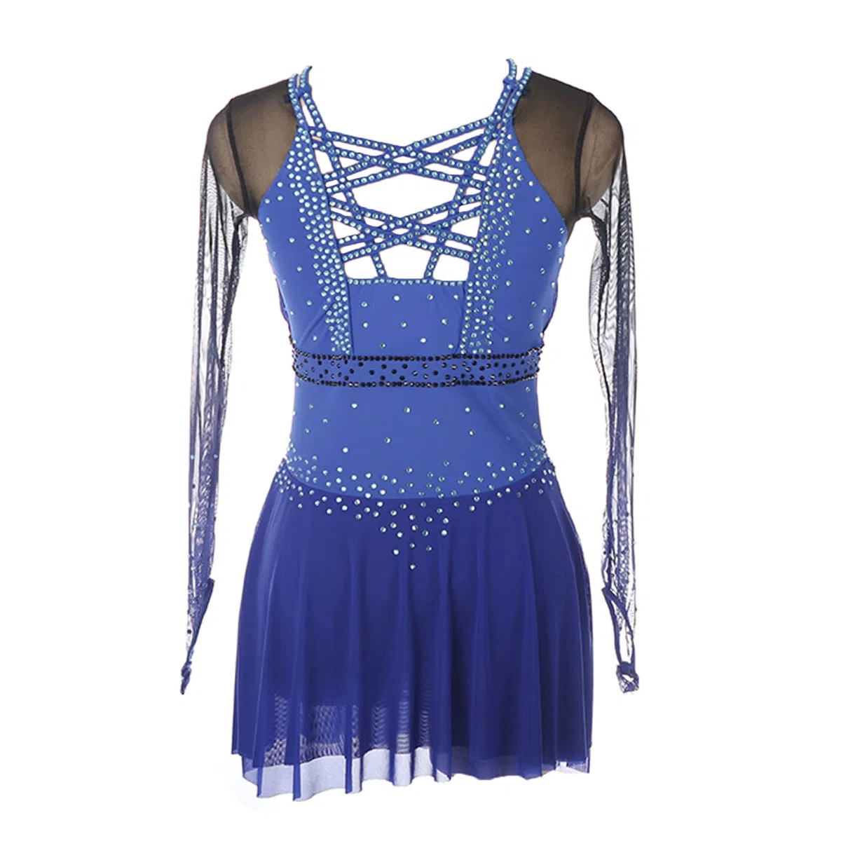 Robes De Patinage Artistique for Femmes, Manches Longues, Cristaux, Vêtements De Patinage Élastiques for La Compétition Et La Performance