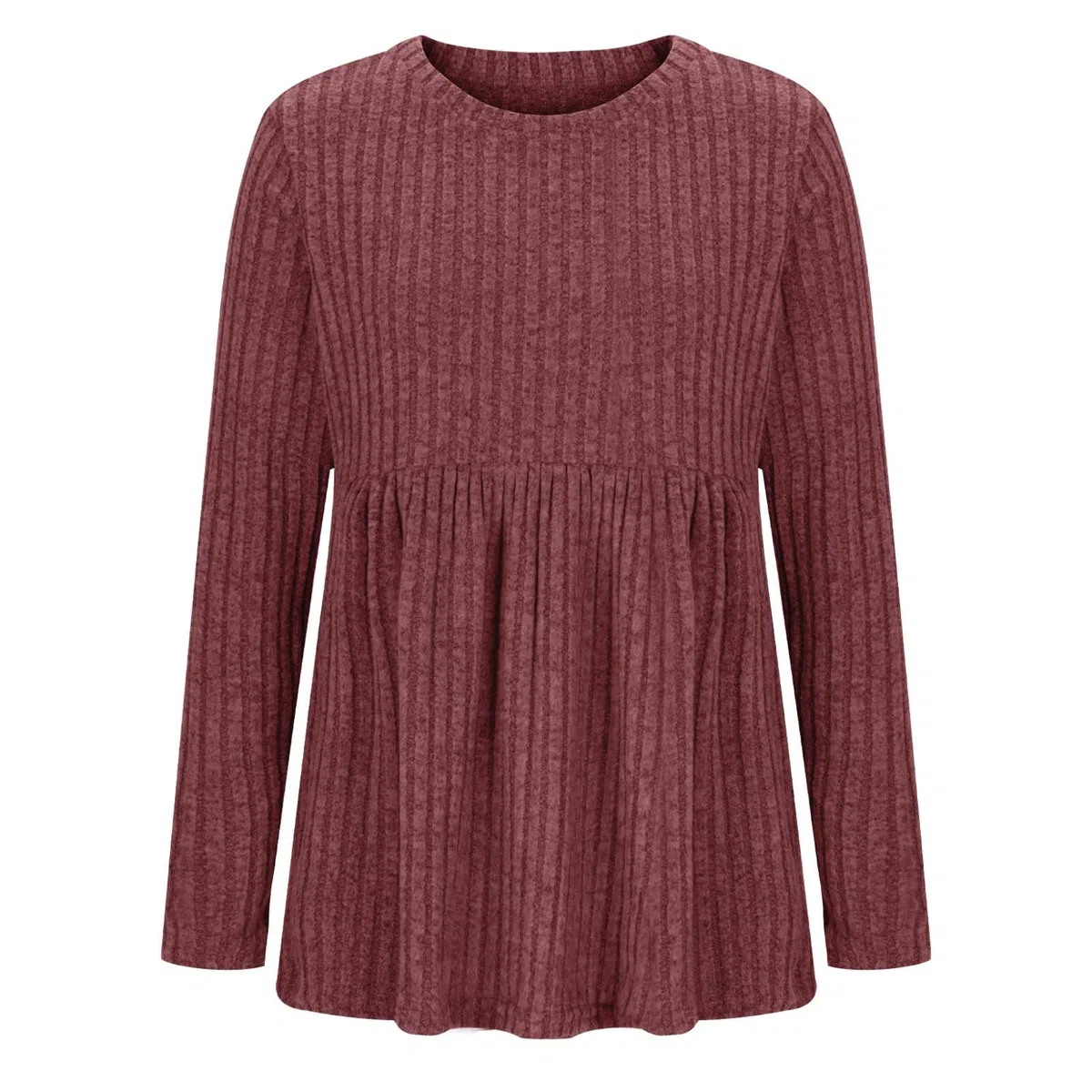 Keepink Haut de maternité uni extensible en tricot côtelé à manches longues pour femme - Pull ample - Tunique ample - Pull d'allaitement confortable pour la grossesse et le repos prénatal