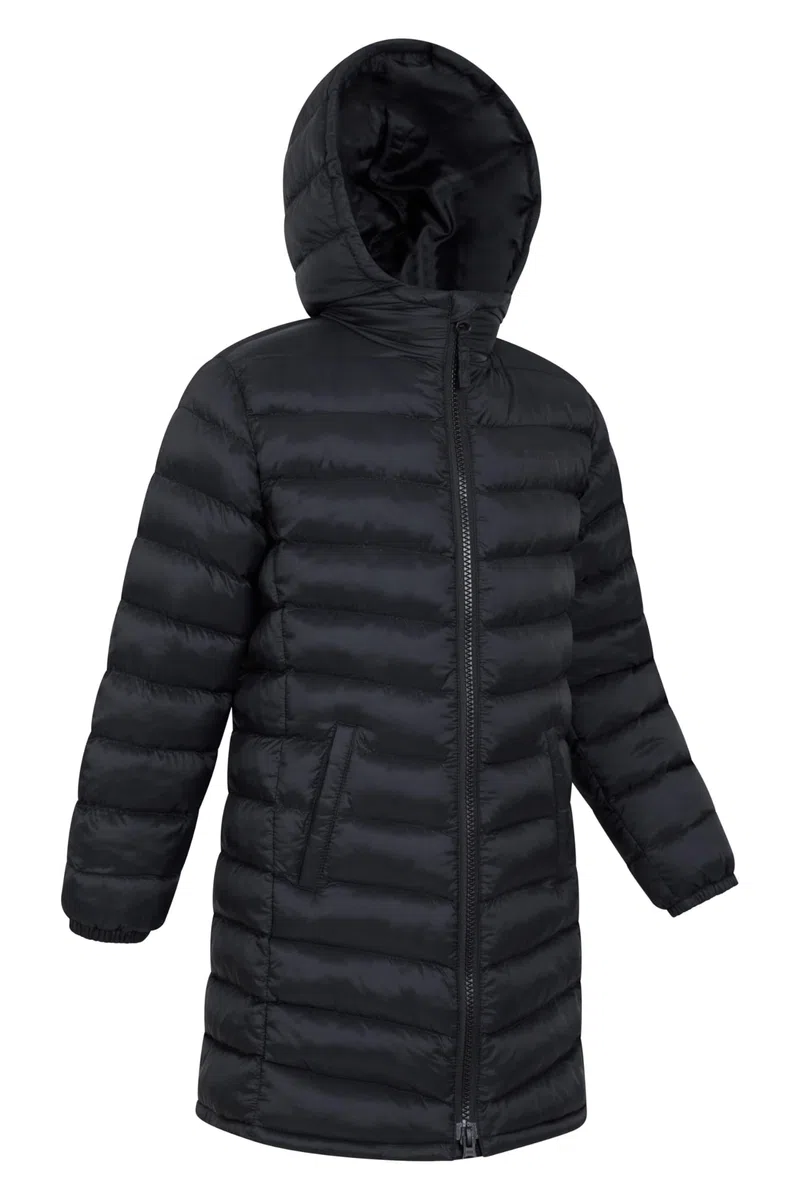 Mountain Warehouse Doudoune rembourrée Longue Florence pour Enfant - Capuche, Manteau léger, Doux, Chaud et isolé - pour Voyage et activités extérieures en Hiver