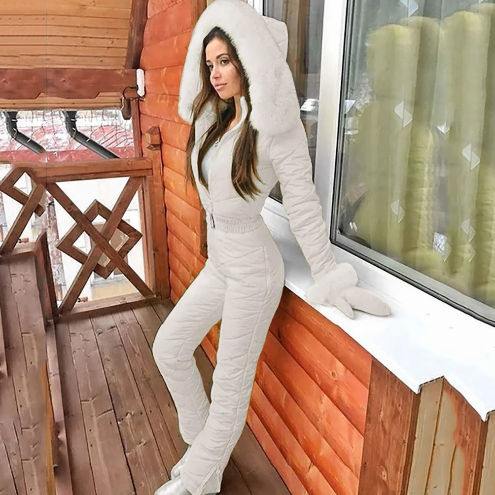 Combinaison de ski une pièce pour femme – Combinaison de neige d'extérieur coupe-vent, imperméable, respirante et chaude – Combinaison de ski à capuche – Pour sports de plein air, manteau de planche à