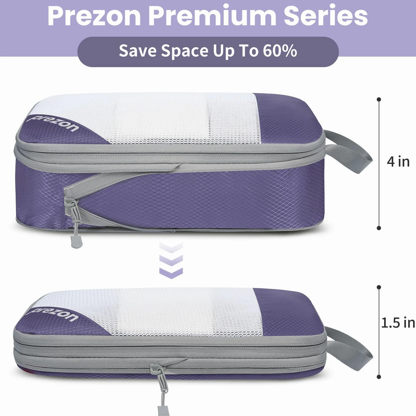 Versatile 6-Set Compression Hollow Packing Cubes, Conception en maille transparente, Peu encombrant et léger, Organiseur de bagages portable et durable, Indigo
