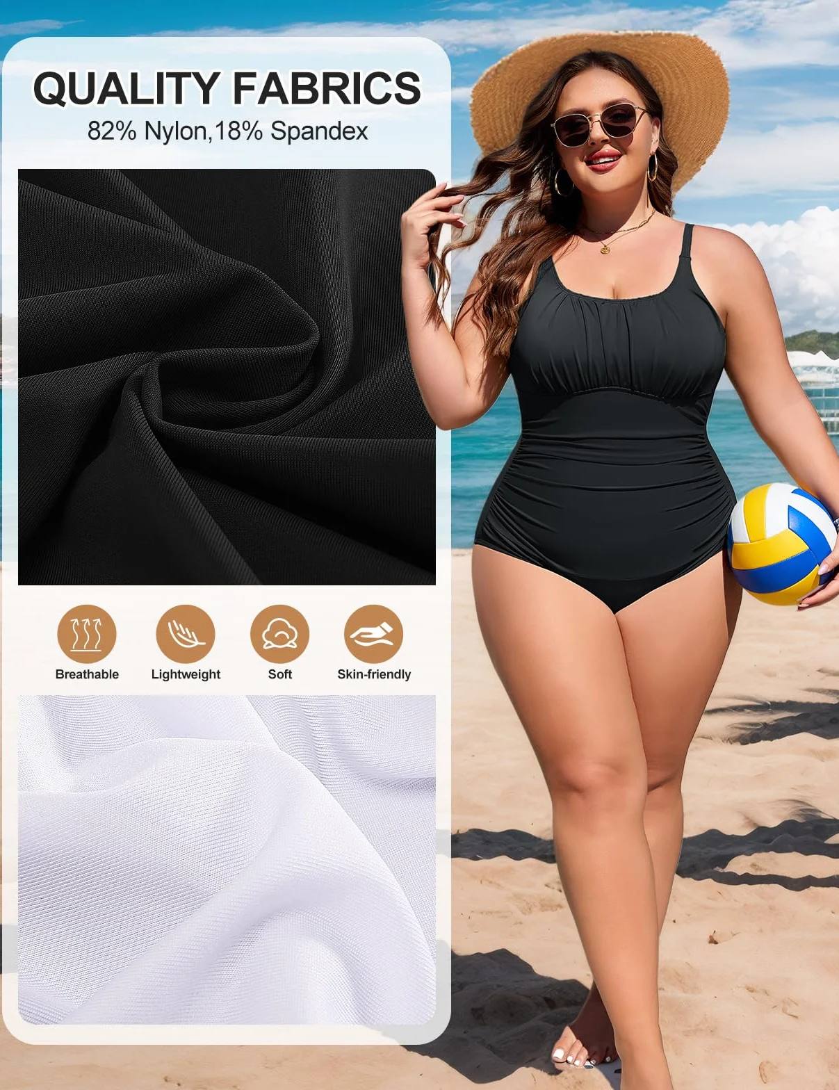 Tuopuda Maillot de Bain Femme 1 Pieces Grande Taille Gainant Ventre Plat Maillots Une Pièce Swimwear Push Up Swimsuit Sexy Spaghetti Réglables pour Plage Natation L-4XL