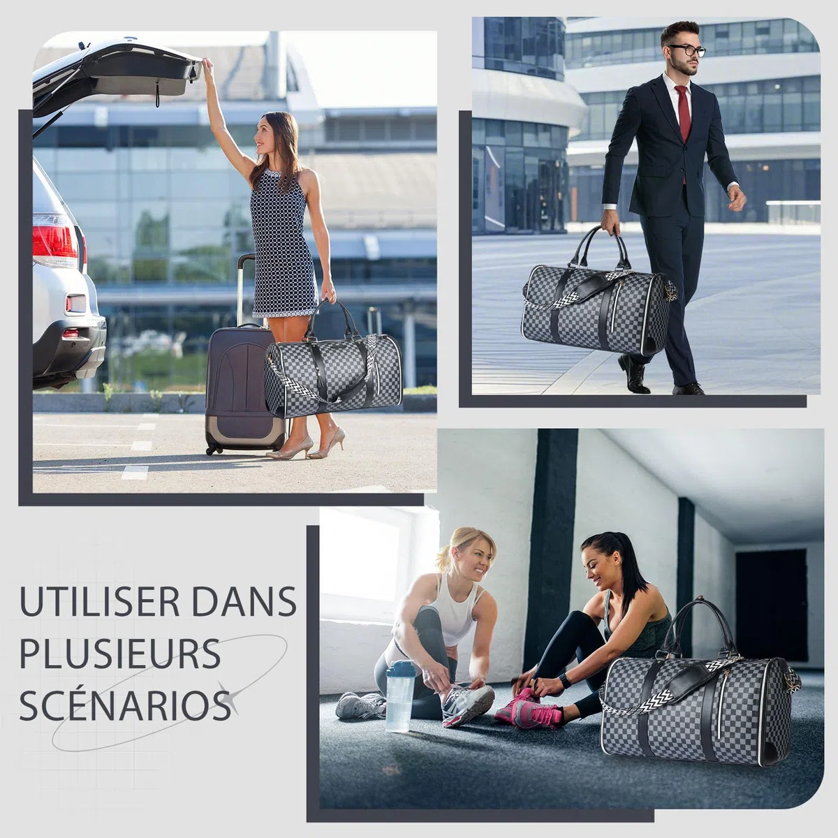 Sac porte-vêtements convertible 50 L, 2 en 1, poche chaussures imperméable, système anti-plis, idéal pour voyages travail et vacances (noir)