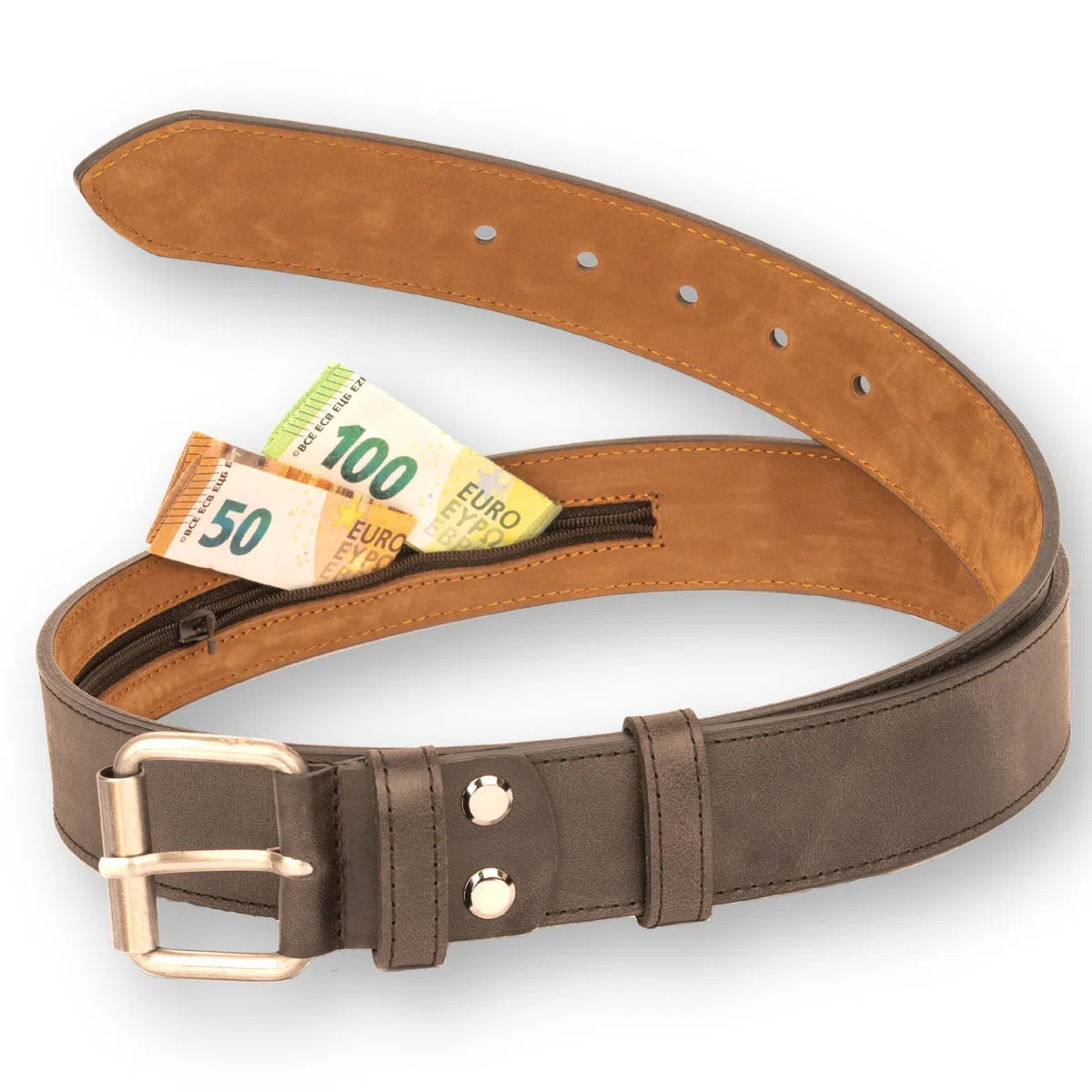 Ceinture de voyage en cuir de qualité supérieure pour homme avec compartiment secret