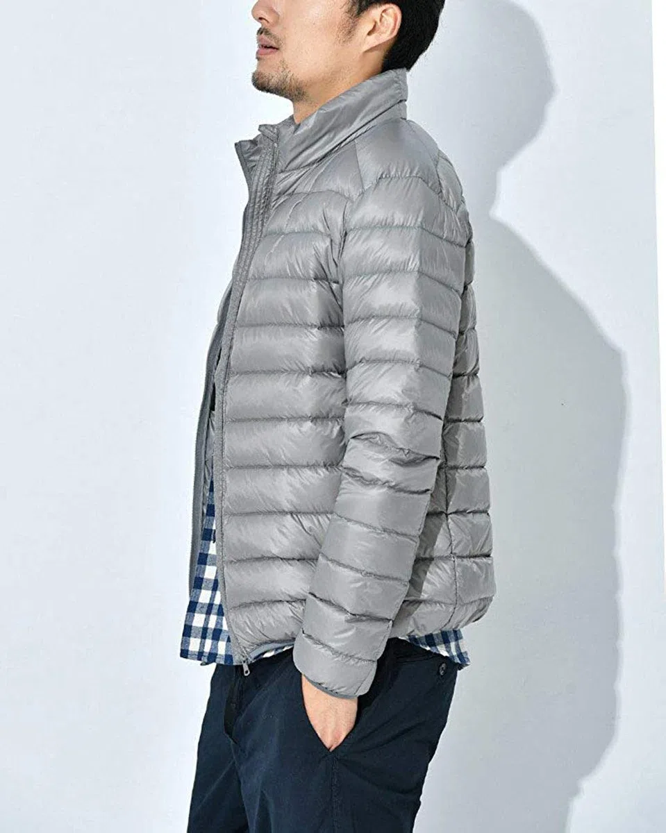 Doudoune Légère Homme Veste Compressible en Duvet de Canard Manches Longues Down Jacket