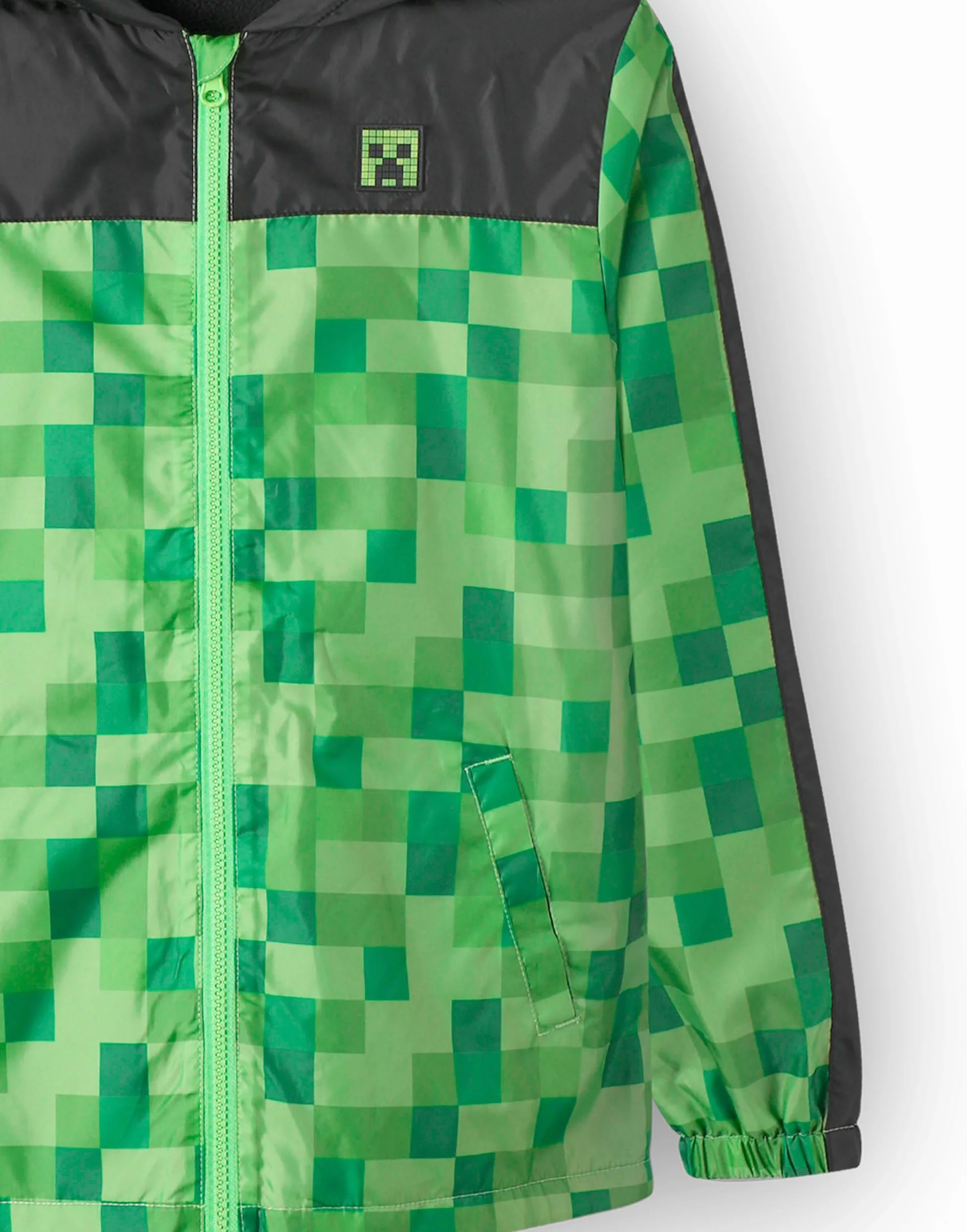Minecraft garçons Creeper doublé polaire Raincoat Veste à capuche