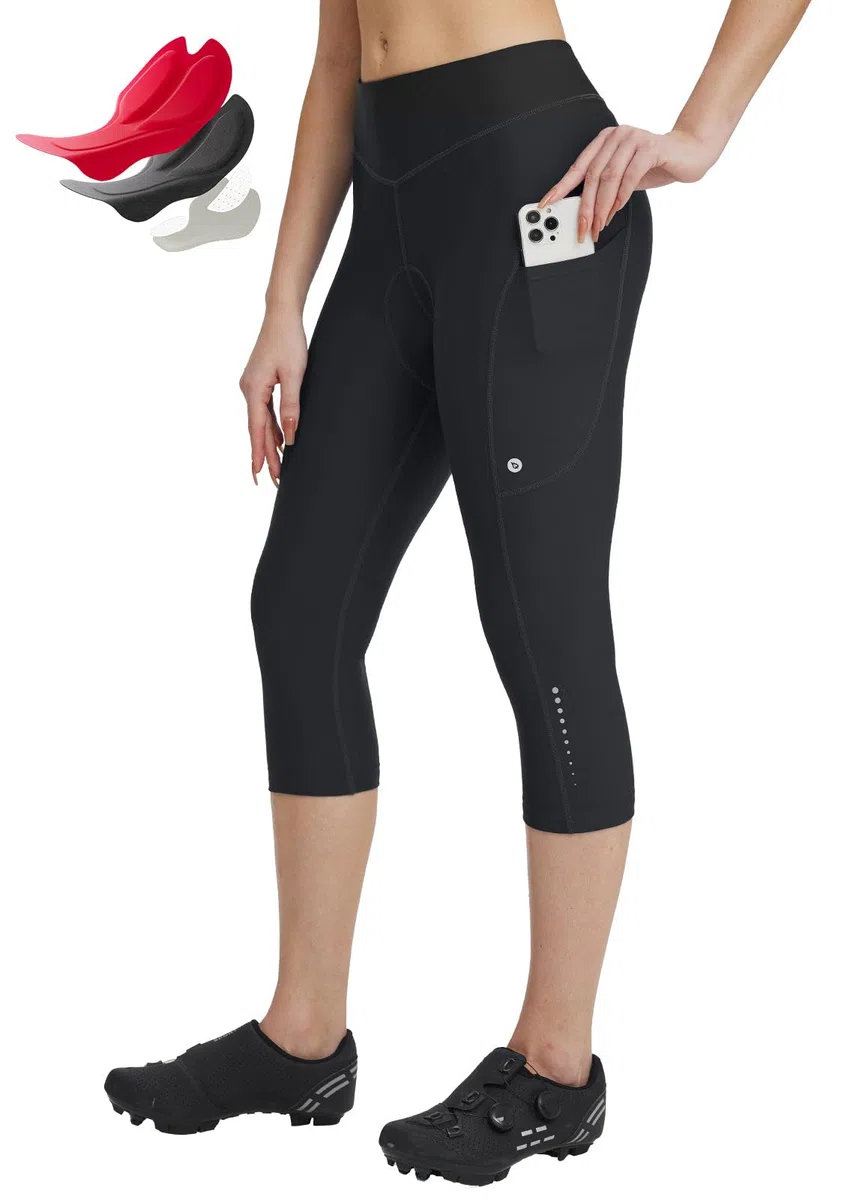baleaf Pantalon De Cyclisme 4D Rembourré pour Femme - Taille Haute - Collants De Cyclisme avec Poches