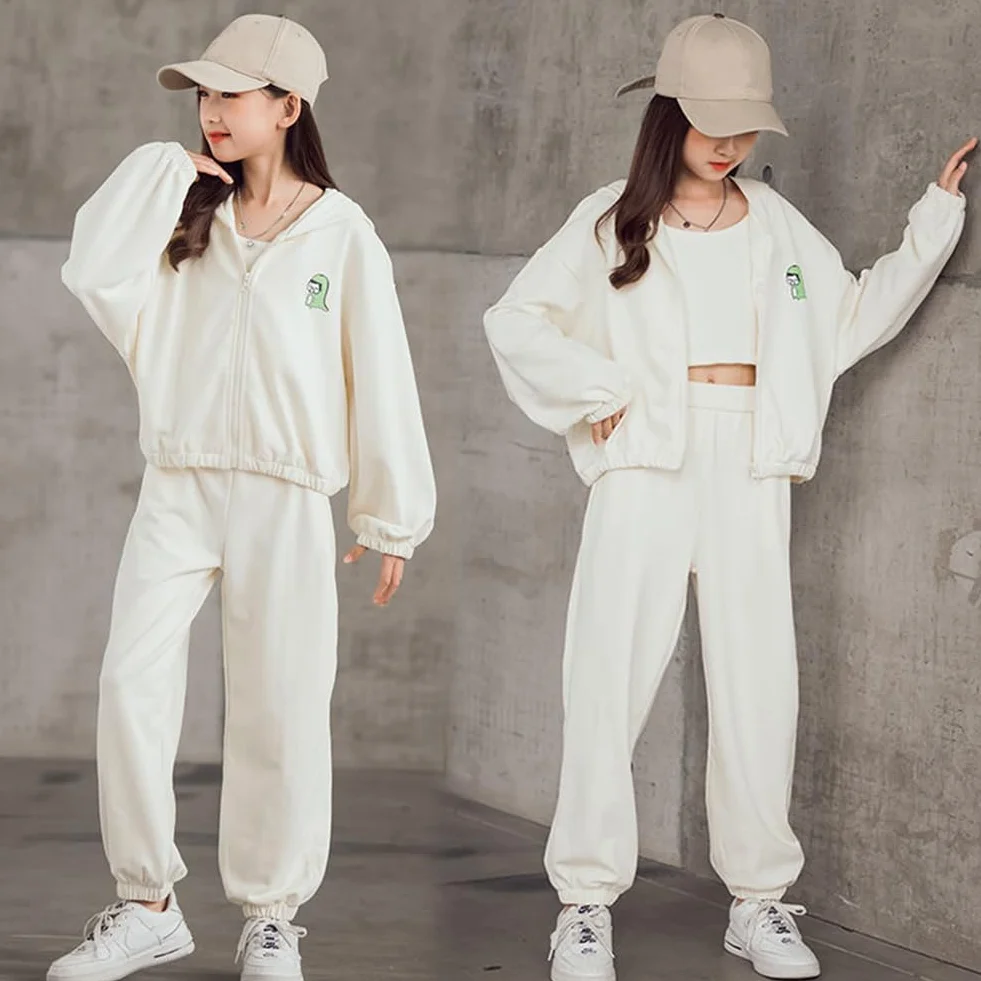 Enfant Fille Survêtement Ensemble 3 Pièce Vêtement de Jogging Sweat-shirt et Pantalon de Sport Costume Joggers Automne Sportwear
