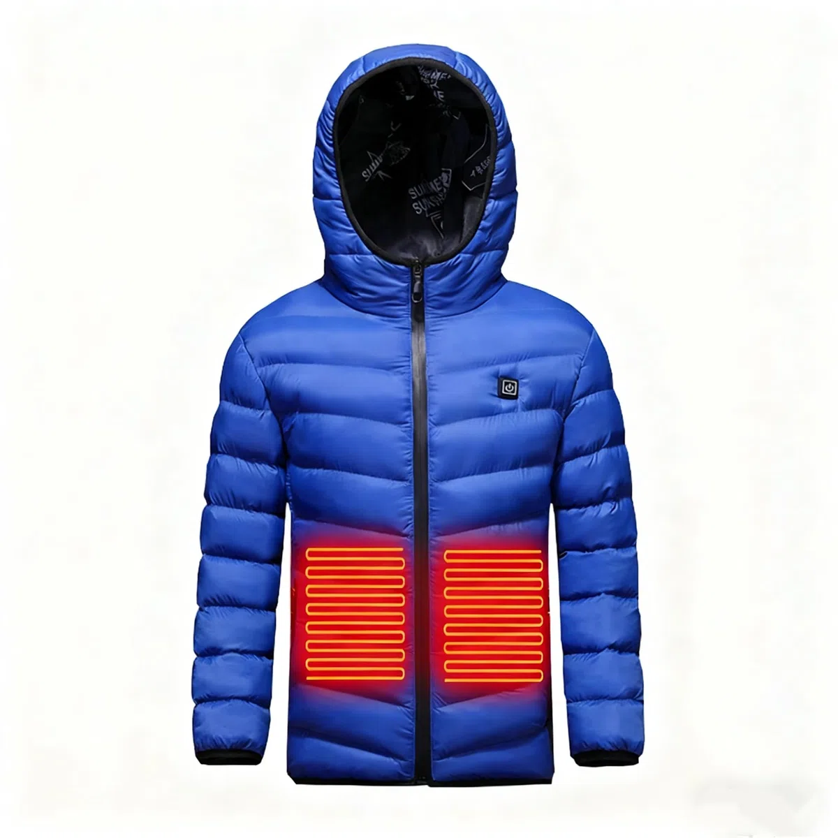 Veste Chauffante Enfants USB Manteau à Capuche Jacket Chauffants Intelligents avec 2 Zones de Chauffage et 3 Température Réglable Doudoune Hiver Chaud Confortable Vêtements Pour Randonnée Ski Camping