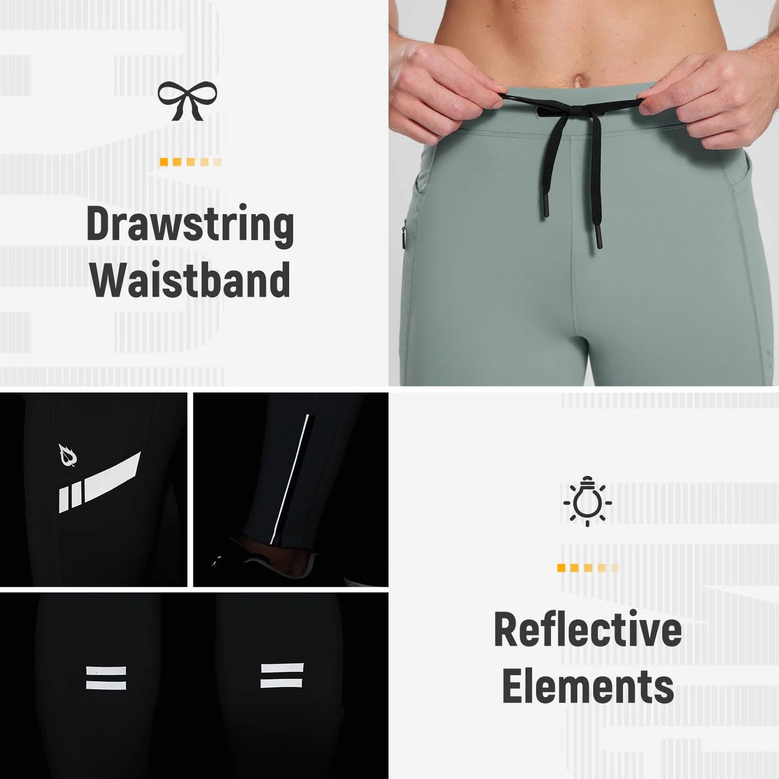 BALEAF Pantalon thermique doublé en polaire pour homme - Pantalon de course imperméable avec poches - Collants de randonnée par temps froid