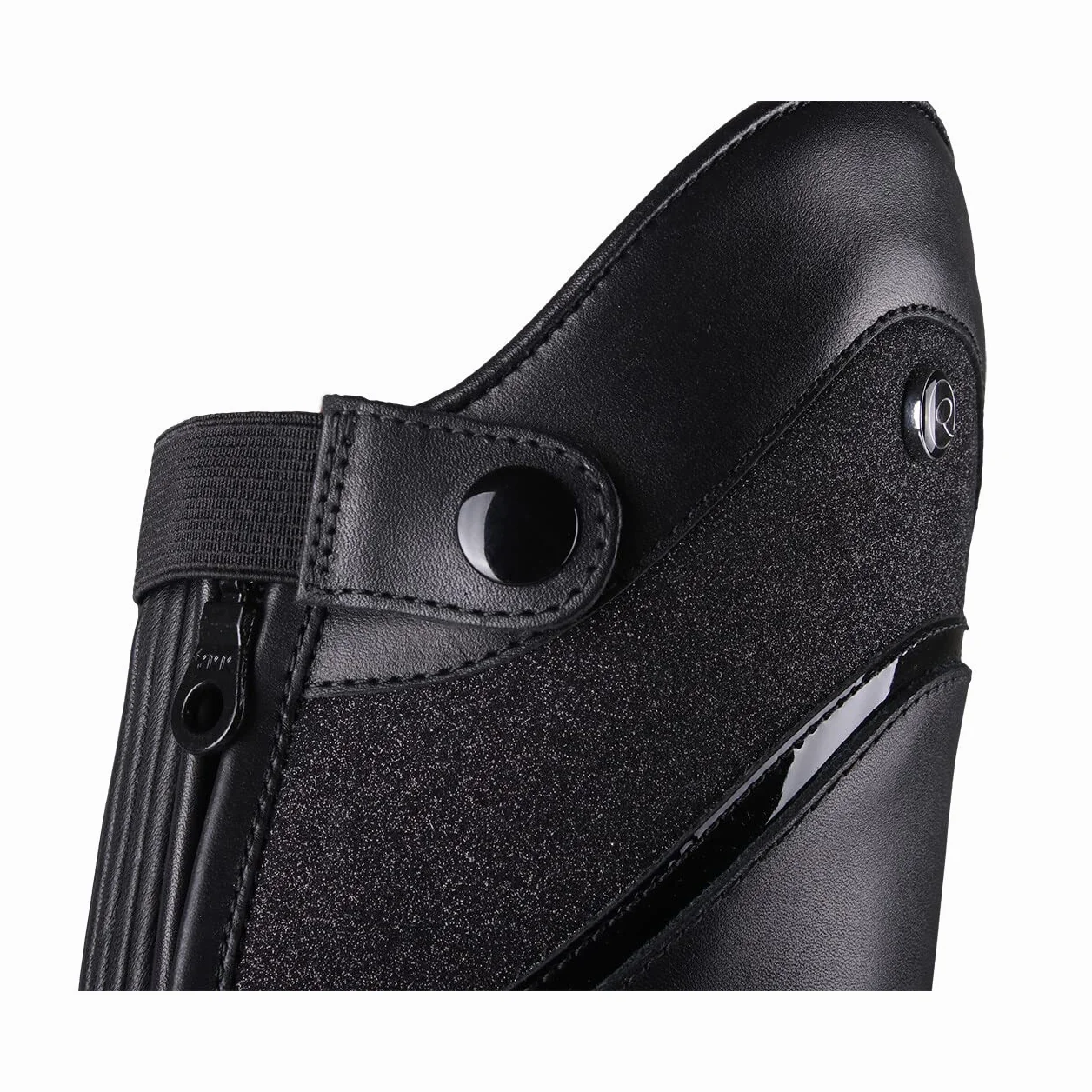 QHP Hailey Bottes d'équitation larges à lacets pour adulte Noir