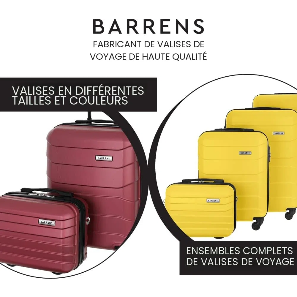 BARRENS Valise Cabine Rigide Bagage Cabine 55x40x20 Valises Leger a 4 Roues Silencieuses Serrure à Combinaison en ABS Ultra-Leger 34L avec Poignée Télescopique (Noir)