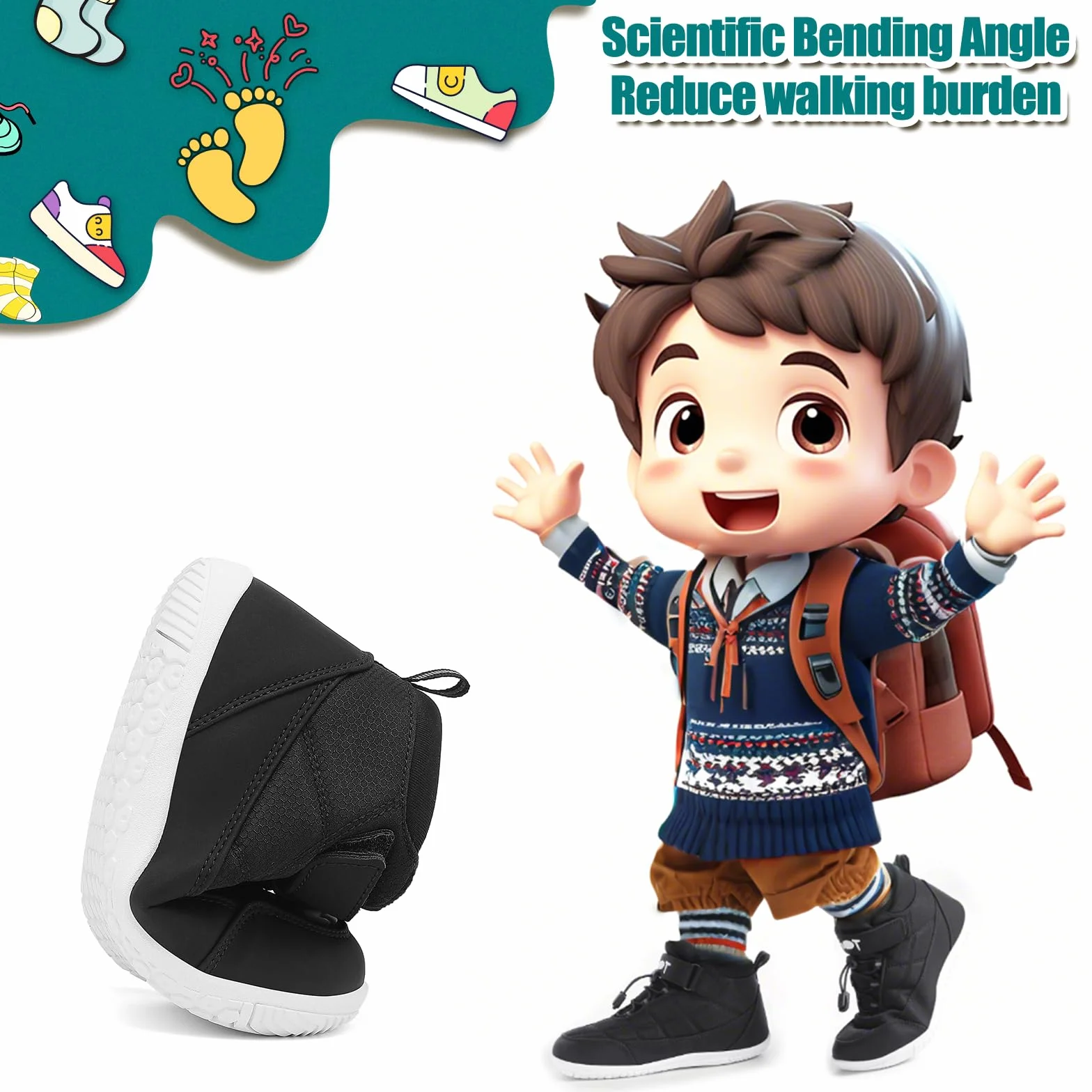 Wizshoe Chaussures Pieds Nus Enfants Trail Garcons Fille Minimaliste Barefoot Bottes Baskets Running Sneakers Léger Respirantes Antidérapantes Transition Printemps Automne Noir 34EU