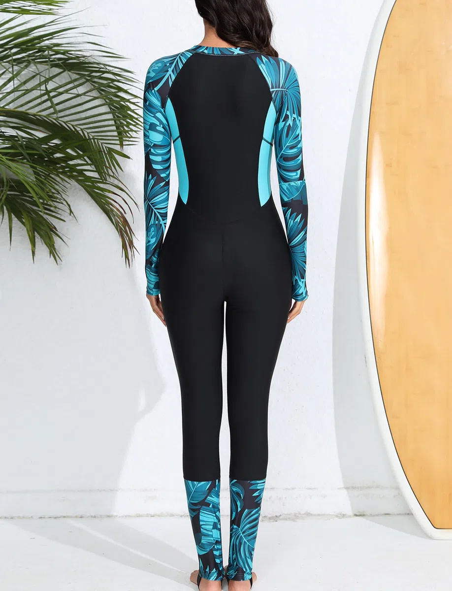 SEAUR Combinaisons de Surf de Sport Zippées pour Femme Maillot de Plongée Protection Solaire Maillot de Bain Intégral 1 Pièce pour Piscine Plage Kayak