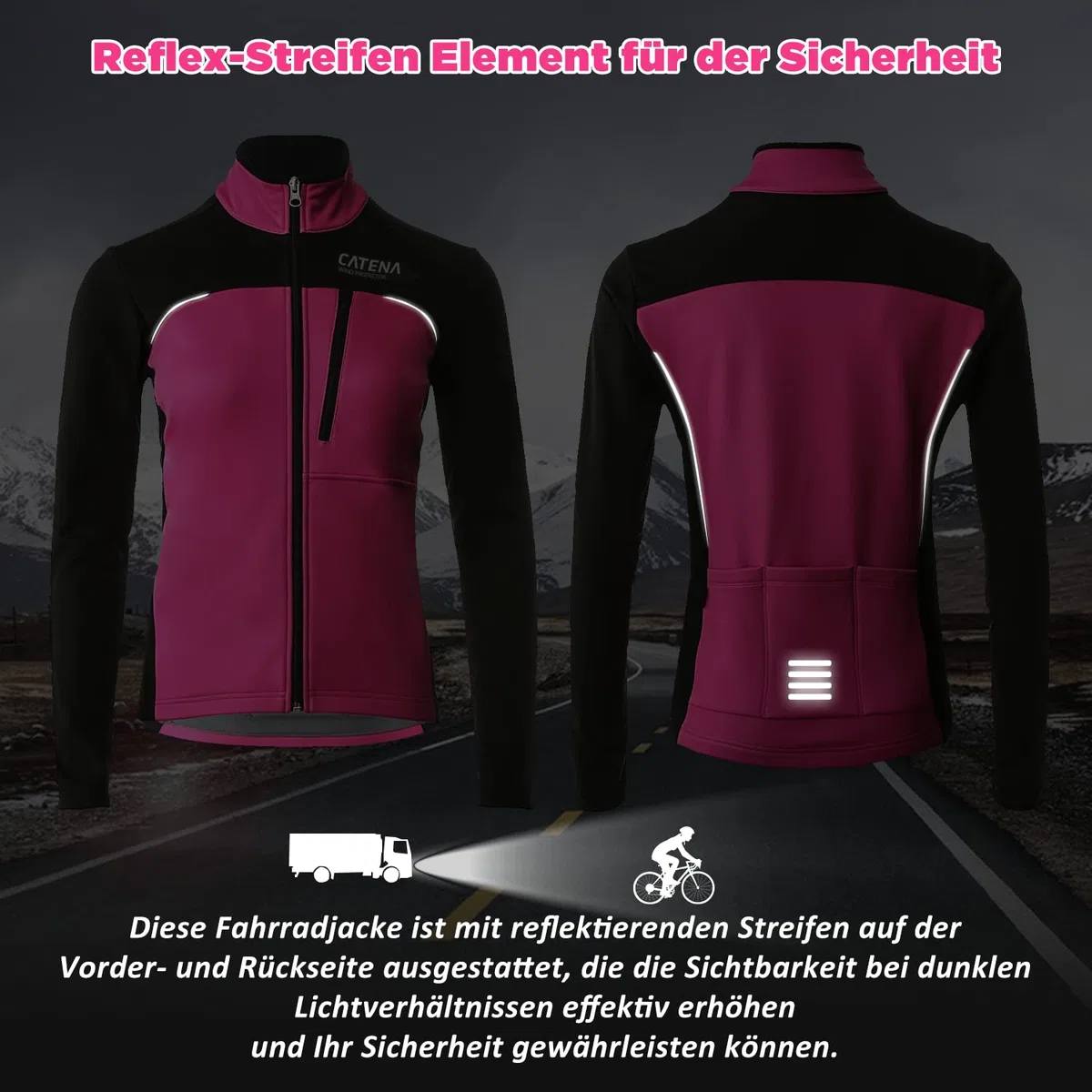 Veste Cycliste Hiver Femme, Veste VTT Imperméable, Veste Softshell Coupe-vent, Veste Thermique Respirante, Veste Cycliste Réfléchissante, pour Cyclisme, Course, Alpinisme, Randonnée