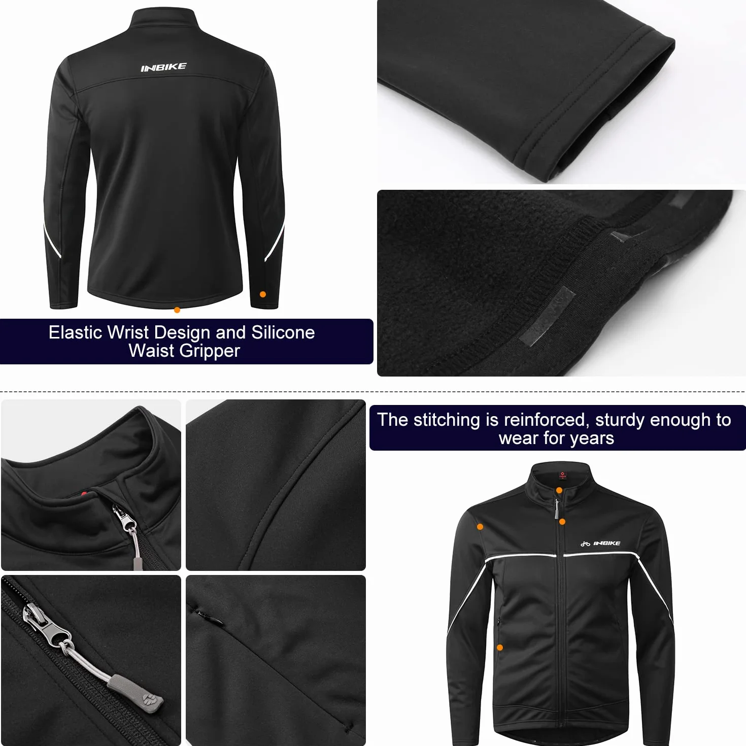 INBIKE Veste Cyclisme Pour VTT Velo Homme Hiver Vestes Thermique Imperméable Coupe-vent Sportwear
