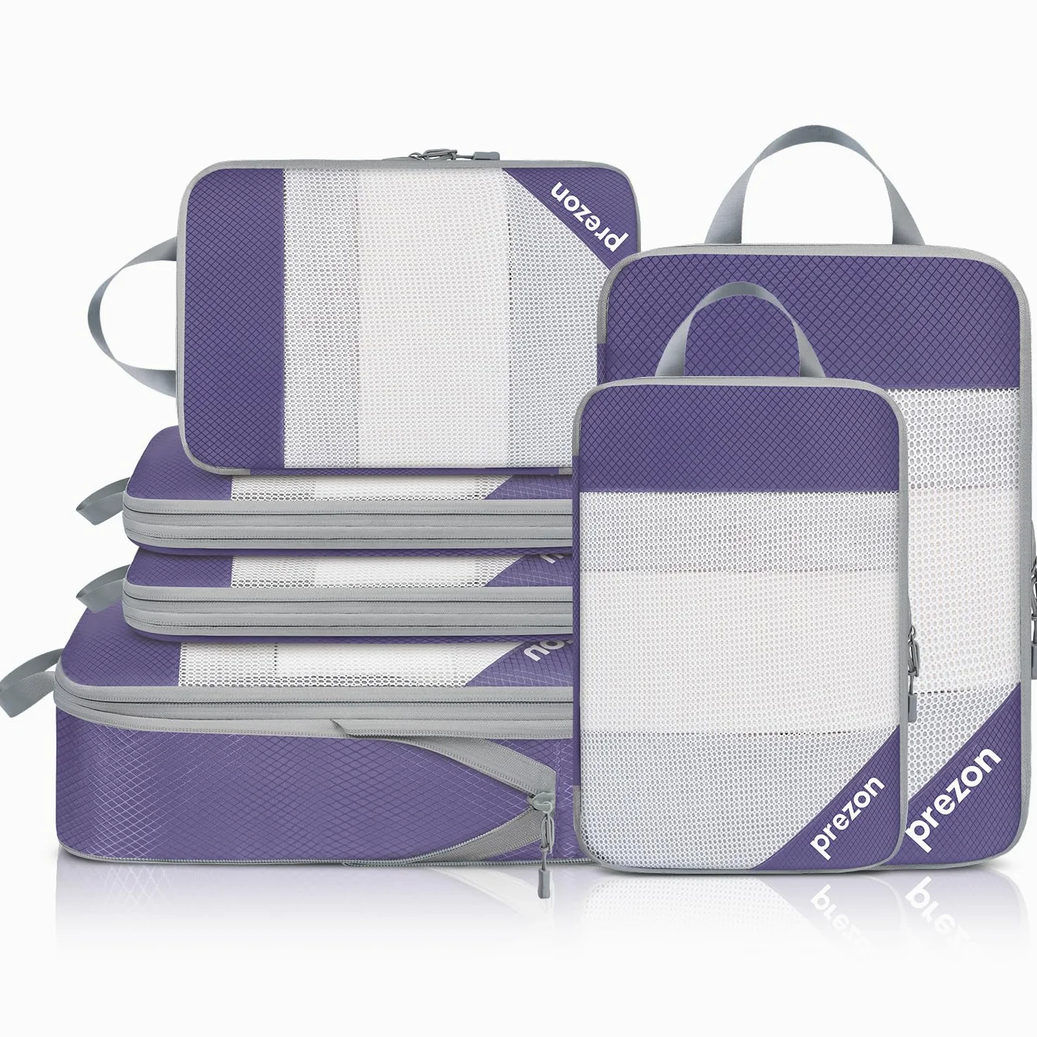 Versatile 6-Set Compression Hollow Packing Cubes, Conception en maille transparente, Peu encombrant et léger, Organiseur de bagages portable et durable, Indigo