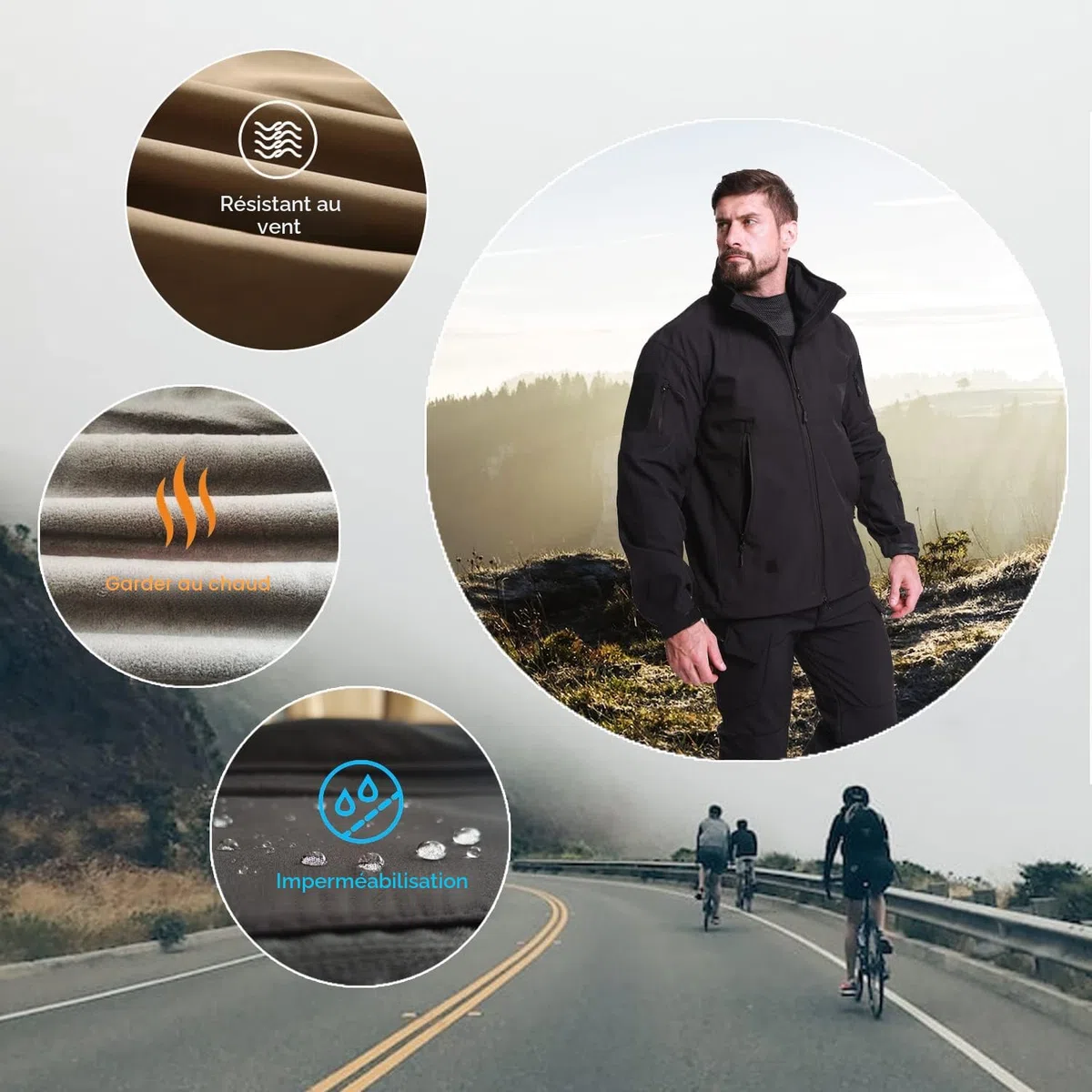 Hommes Tactique Vestes Softshell Extérieures Doublure Polaire Chauds Imperméable Vestes Encapuchonné Manteau Camouflage avec Poches Multifonctions