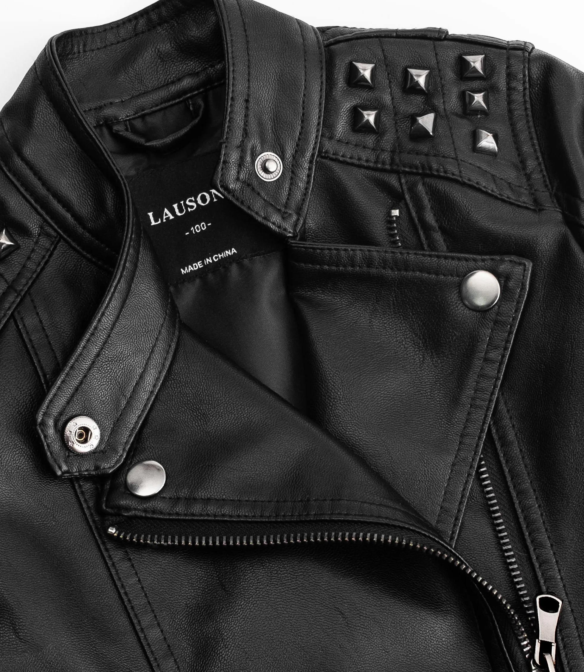 Veste cloutée en similicuir garçon - Blouson motard printemps automne - Manteau imitation cuir enfant