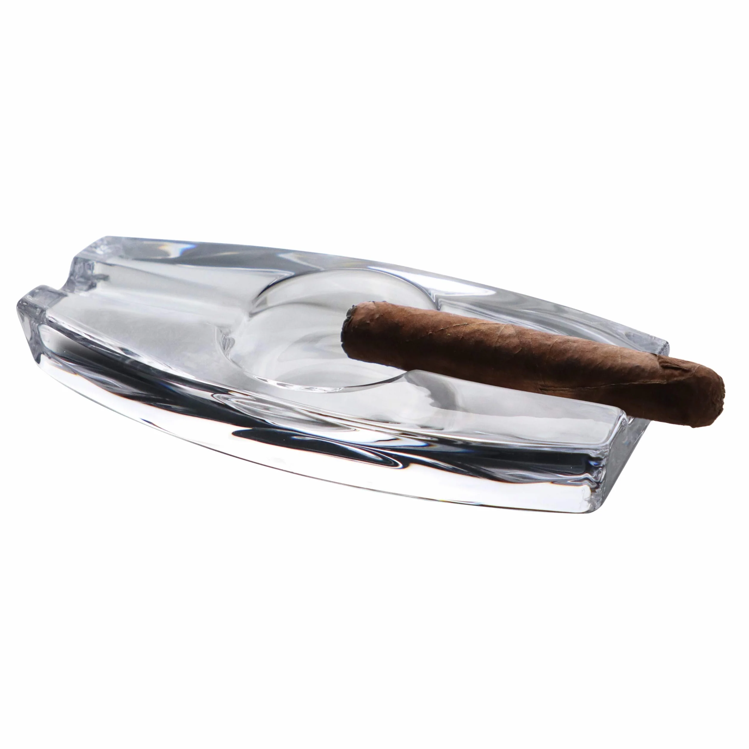 PASABAHCE Cendrier en Verre de Cristal Lourd pour Patio, Fait à la Main, extérieur, intérieur, Maison, Bureau, hôtel, Piscine, Restaurant, Long with 2 Holders