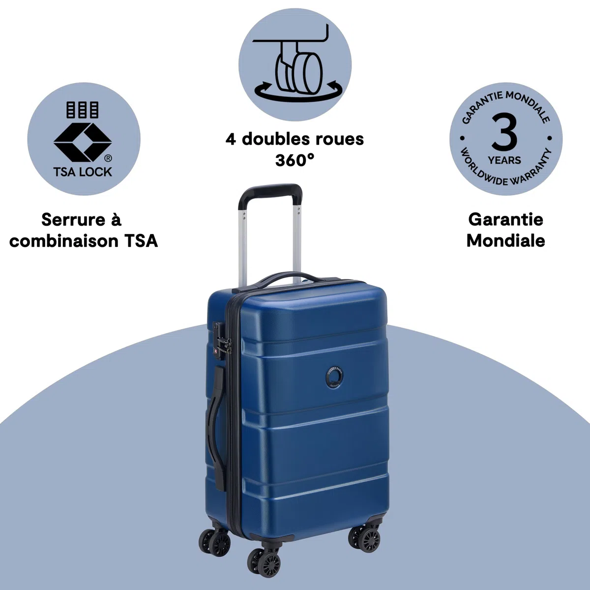 DELSEY PARIS - Airship 2.0 - Valise soute Rigide 66x47x26 cm - 63 L - L - Bleu Clair