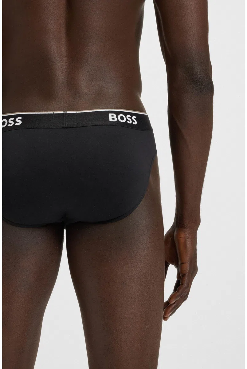 BOSS Hommes Brief 3P Power Lot de Trois Slips en Coton Stretch avec Logo à la Taille