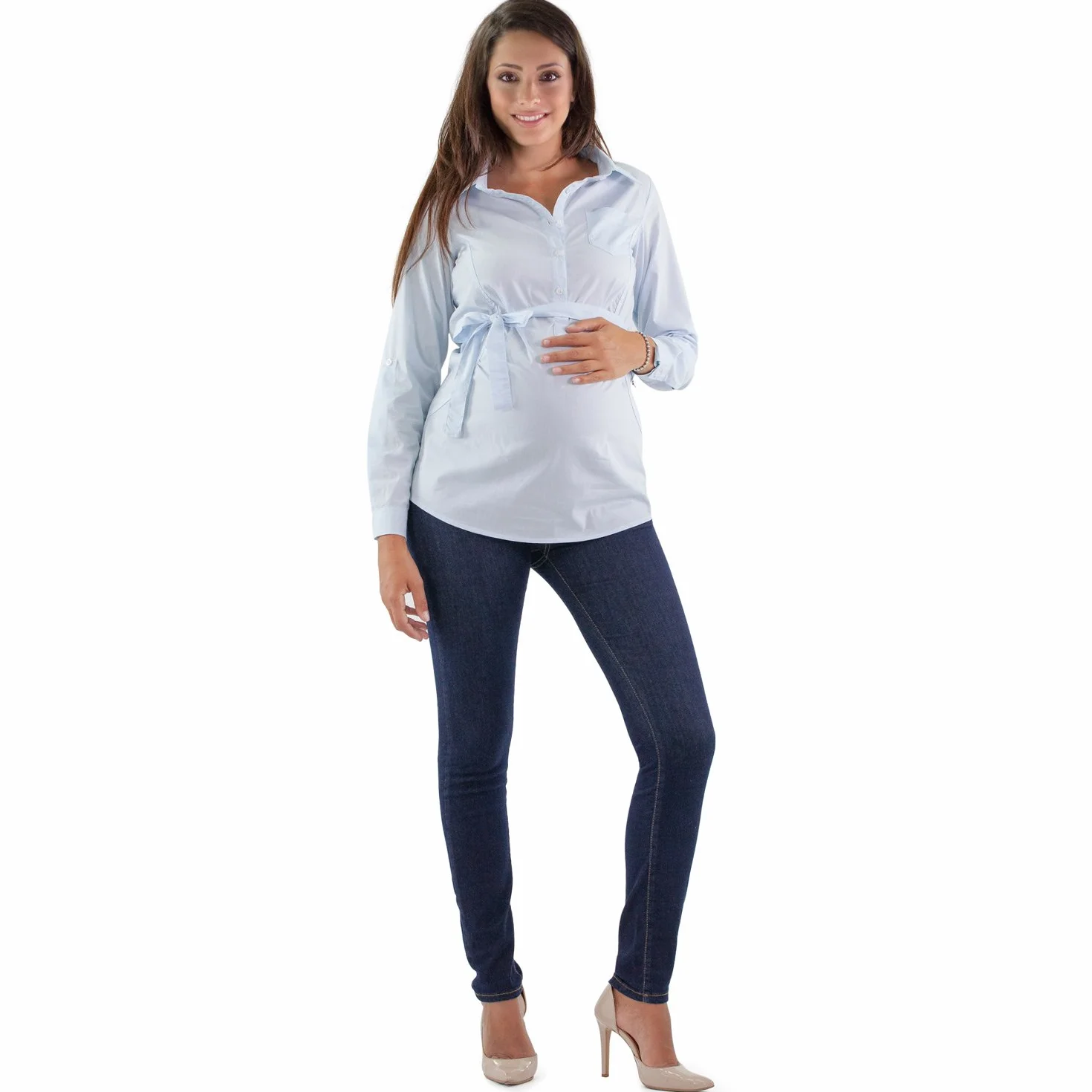 Milano - Jean Grossesse et Femme Enceinte, Coupe Slim Bandeau Haut Stretch et Confortable - Idèal Tout au Long de Votre Maternité