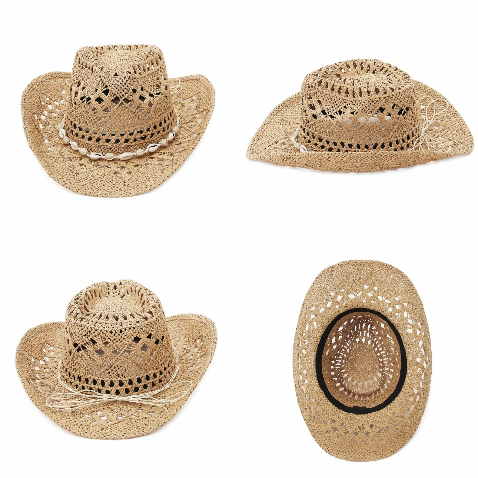 GEMVIE Chapeau de Cowboy Occidental tissé à la Main à Large Bord en Paille Panama pour Homme et Femme Chapeau de Plage bohème