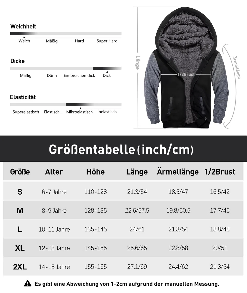 SwissWell Veste Polaire Garçon Sweat à Capuche Enfants avec Zippé Hoodie Chaud Ourdoor Veste d'hiver Manches Longues Sport Sweatshirt Automne Hooded