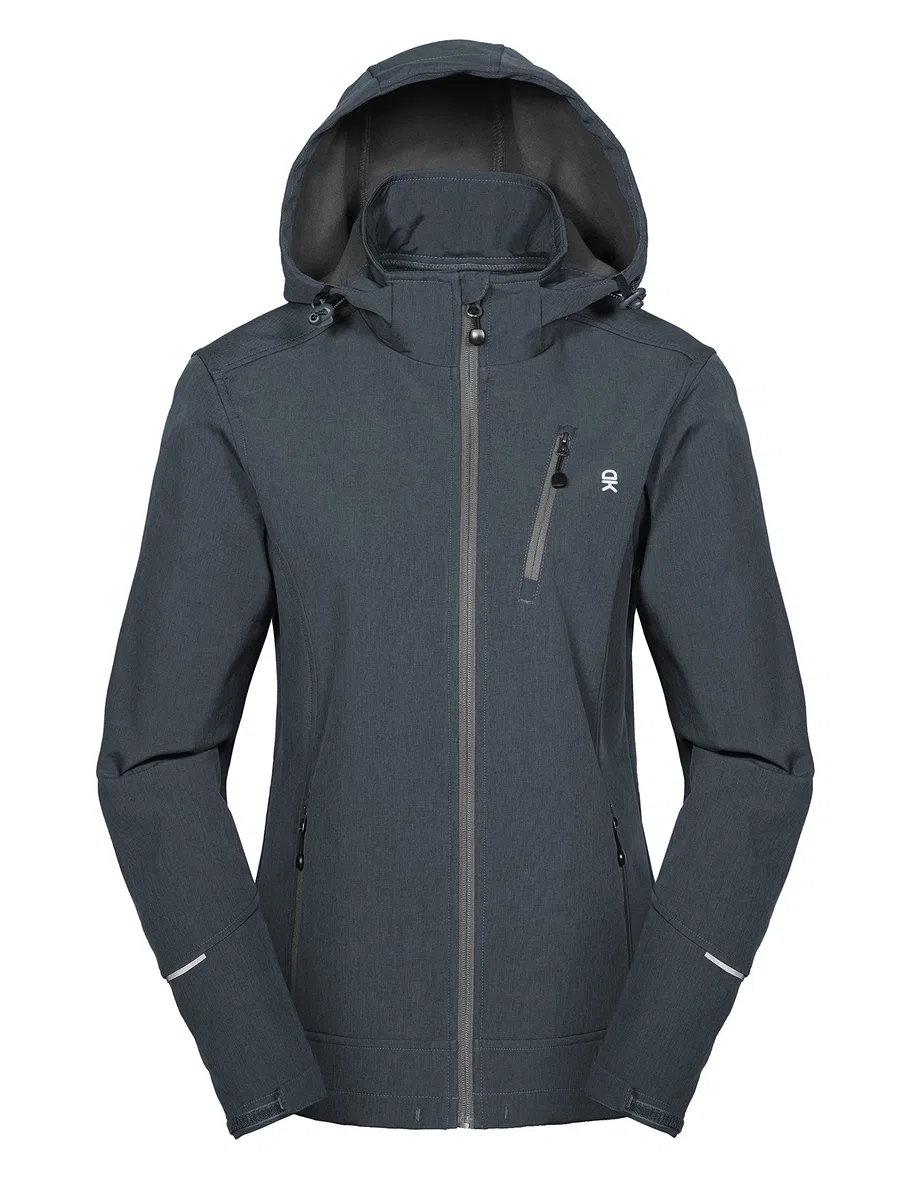 Little Donkey Andy Veste softshell pour femme avec capuche amovible, doublure polaire et déperlante