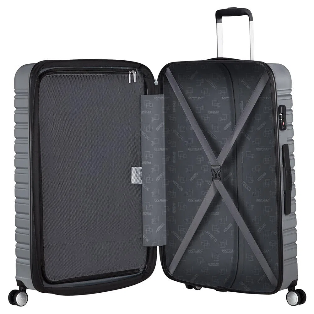 American Tourister Flashline - Spinner L, étui, 78 cm, 100/109 L, argenté (Sky Silver)