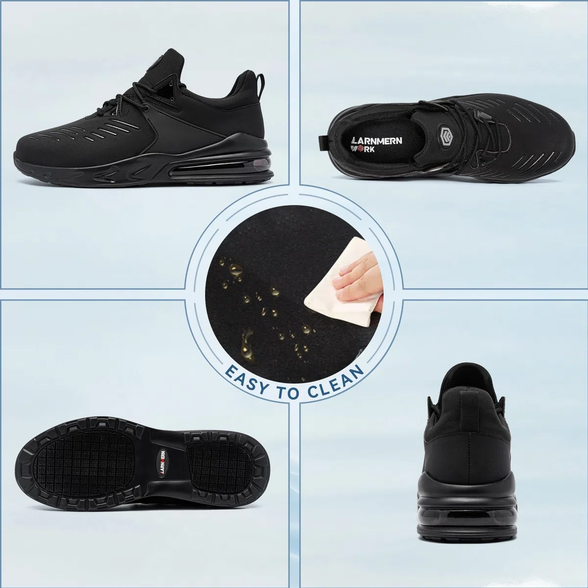 LARNMERN PLUS Chaussures de Sécurité Imperméable Antidérapant SRC Basket de Sécurité Homme Femme Légère Mi-Mollet Chaussures de Travail Confortable Facile à Laver Amortissement 36~47EU