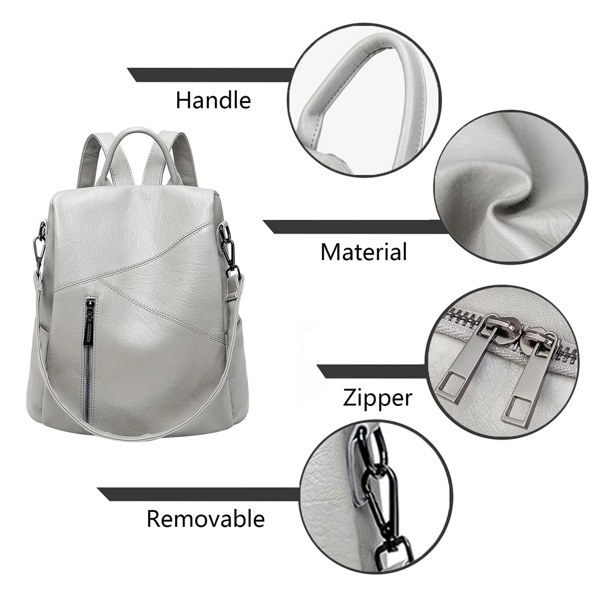 Femme Sacs portés dos Antivol Mode Multifonctionnel Sac à BandoulièRe En Cuir PU VéRitable Mode Dames Sacoche Sacs Marron B