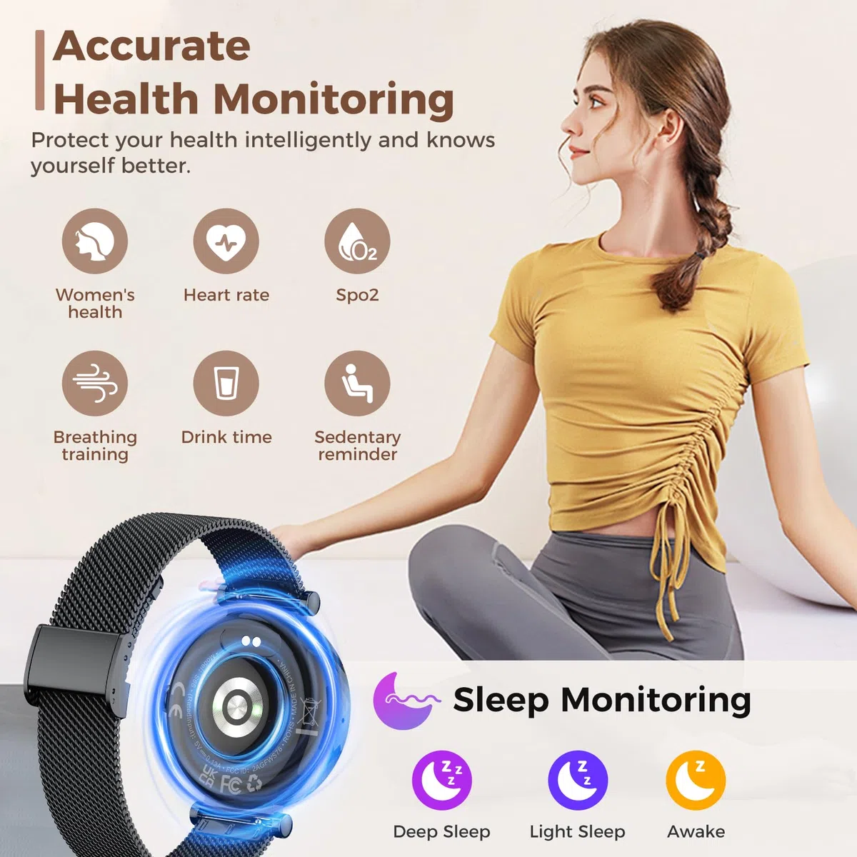 Montre Connectée Femme avec Appel Bluetooth,2025 Neu AMOLED Ultra-fin 1.19" Smartwatch Santé Au Féminin/Cycle Menstruel/SpO2/Suivi du Sommeil/110+ Modes Sportif Podometre,IP68 Étanche pour Android iOS