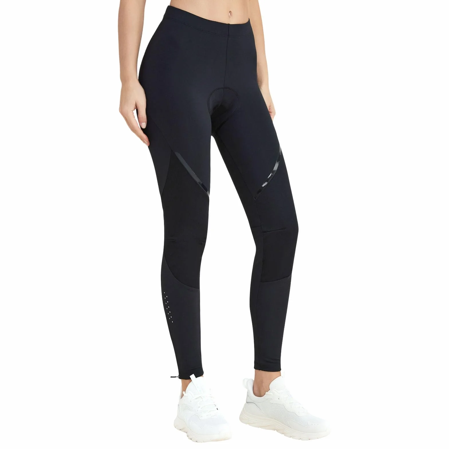 Santic Pantalon de cyclisme long pour femme - Rembourré - Thermique - Rembourrage de l'assise - Réfléchissant - Long legging
