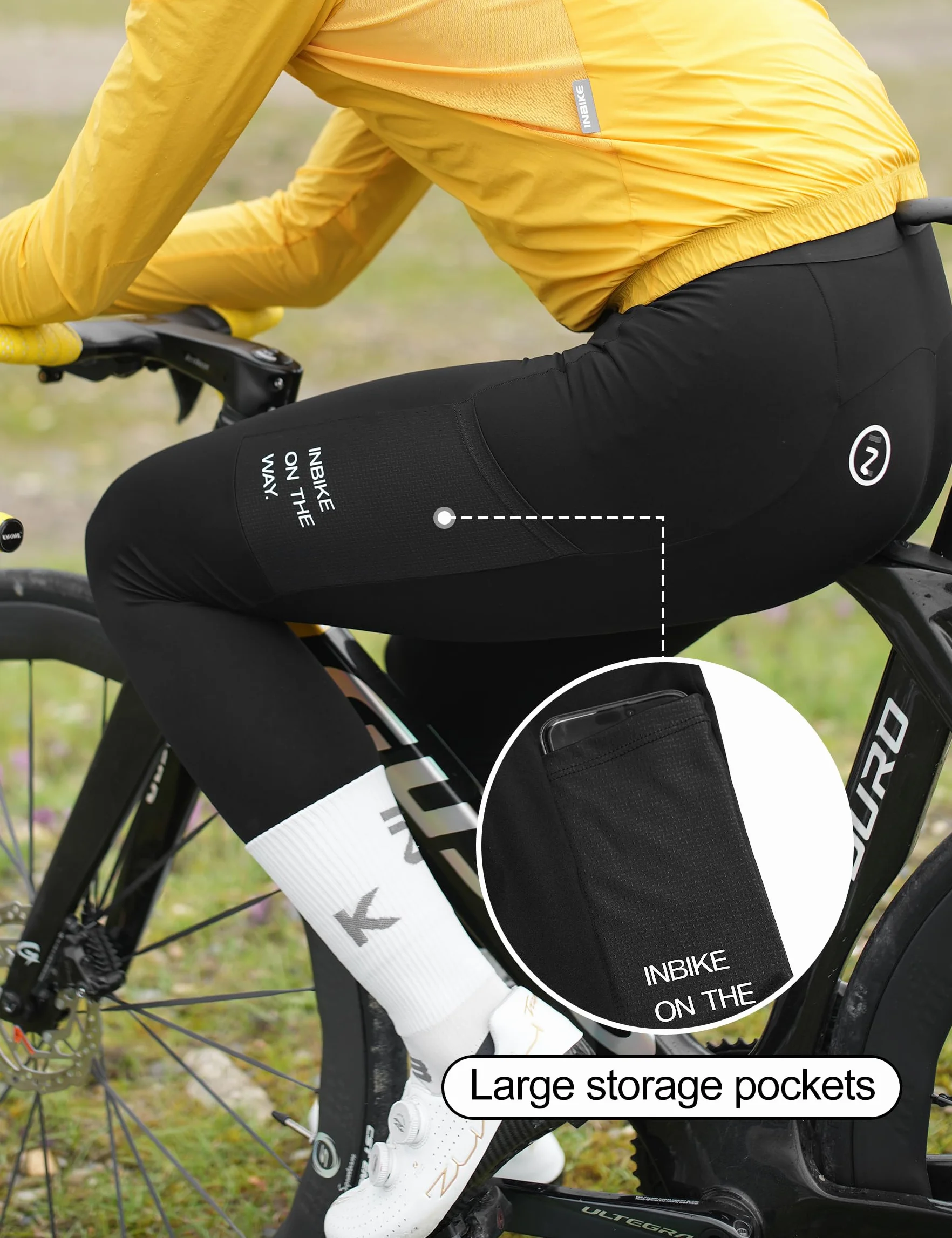 INBIKE Pantalon de Cyclisme Homme Largos Hiver Pantalon de Vélo Thermique Cuissard Long Cycliste Coupe