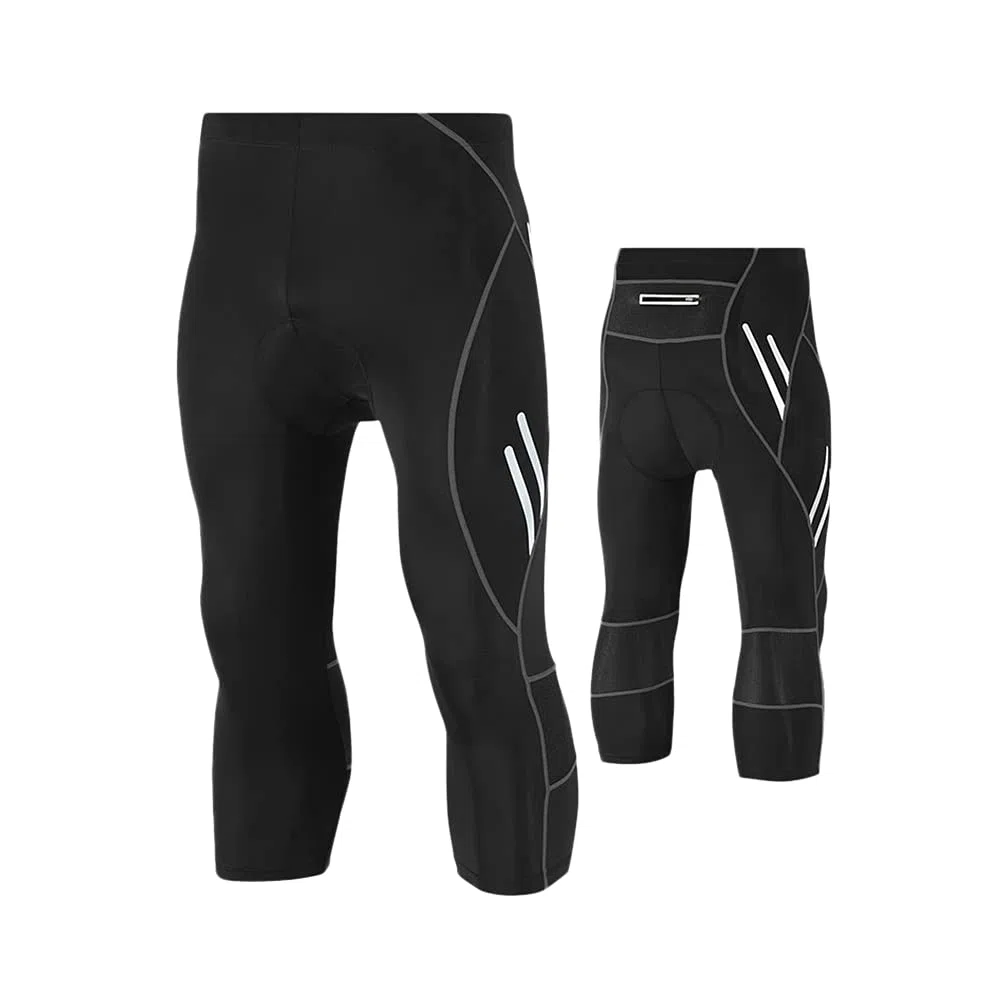 Cyclisme Pantalons 3/4 Homme Pantalon de Cyclisme Cuissard de Vél avec 3D Gel Rembourré Séchage Rapid Pantalon Collant Cycliste Respiant Pantalon de Vélo Pantalons de Survêtement de Compression