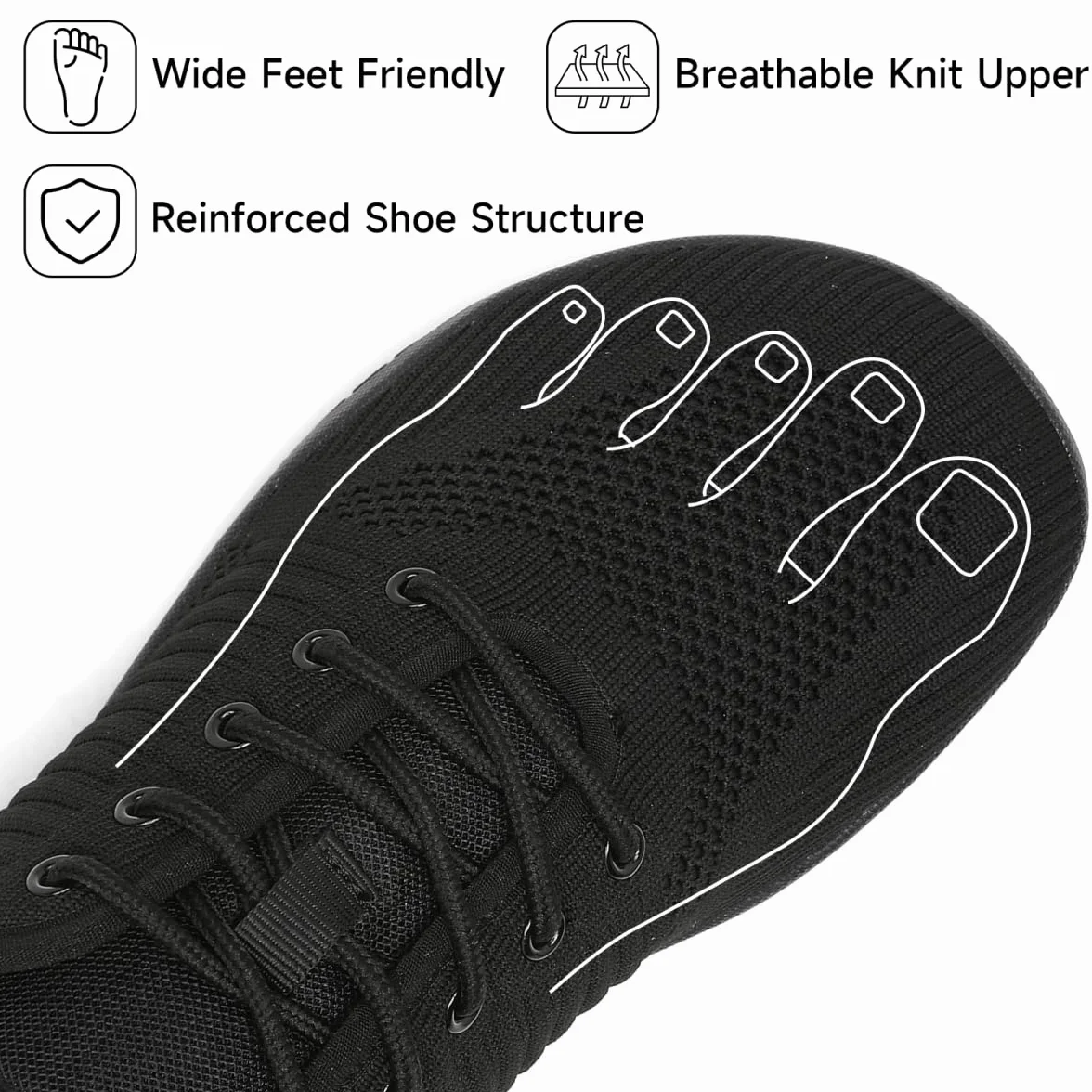 Geweo Barefoot Femme Homme Chaussures de Minimalist Embout Large Sneaker Respirant 37-47