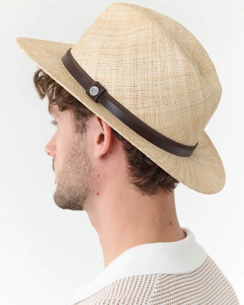 bugatti Chapeau de paille pour homme | 100 % paille | Bandeau en cuir | élégant finement tissé pour l'été