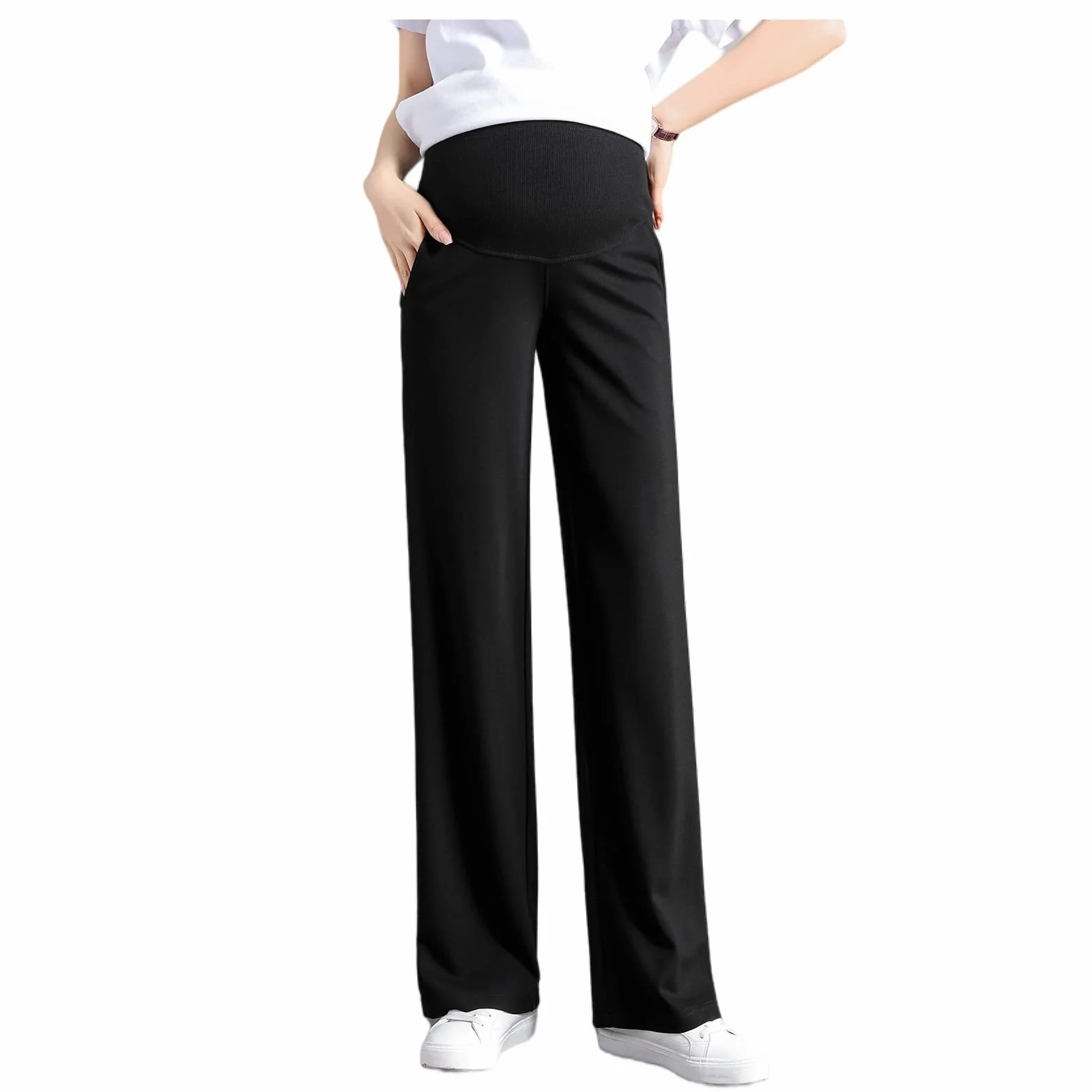 Pantalon de maternité Pantalon Slim Jambe Large Ceinture Ajustable Mode Confortable